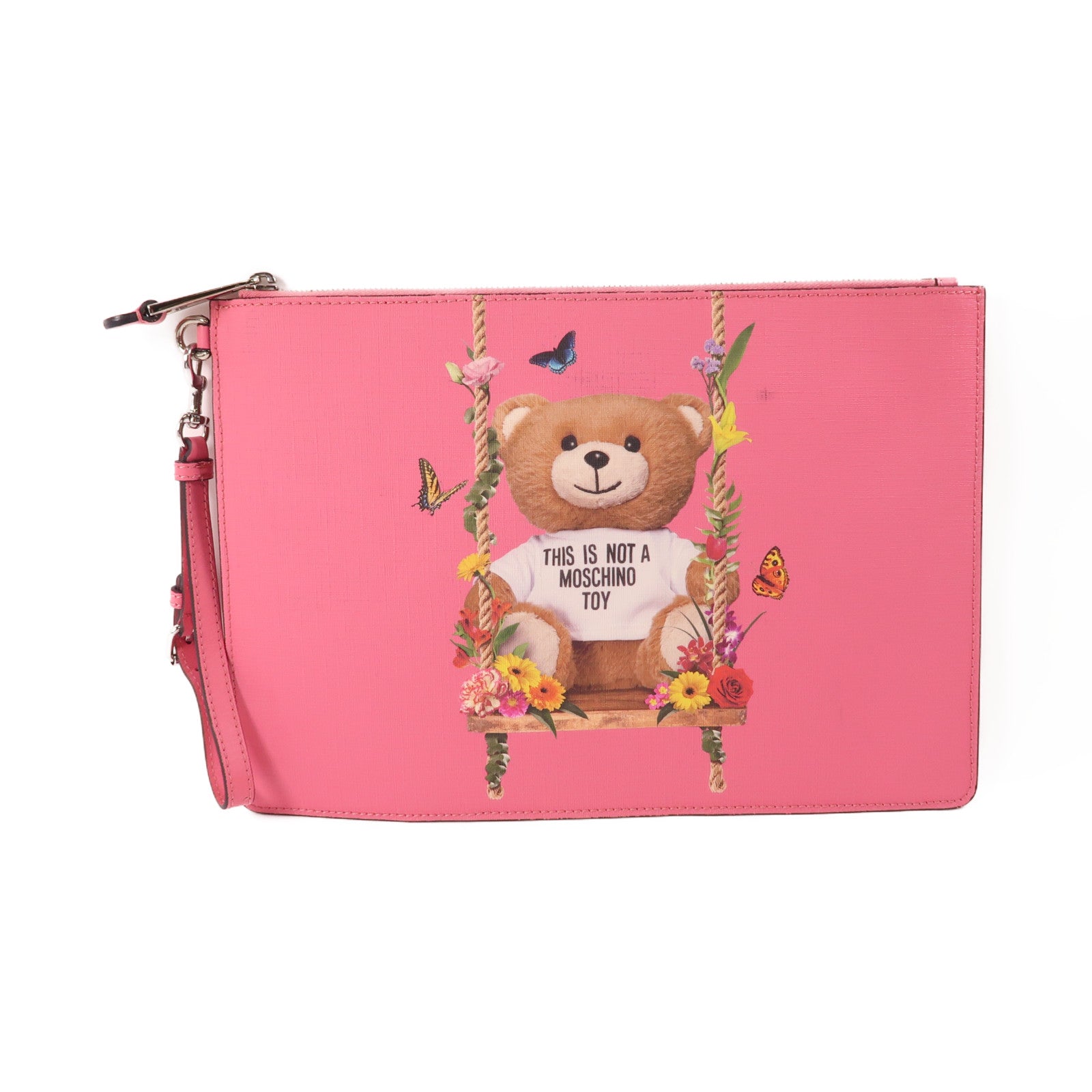 MOSCHINO SHW Pouch Bag Coated Canvas Pink