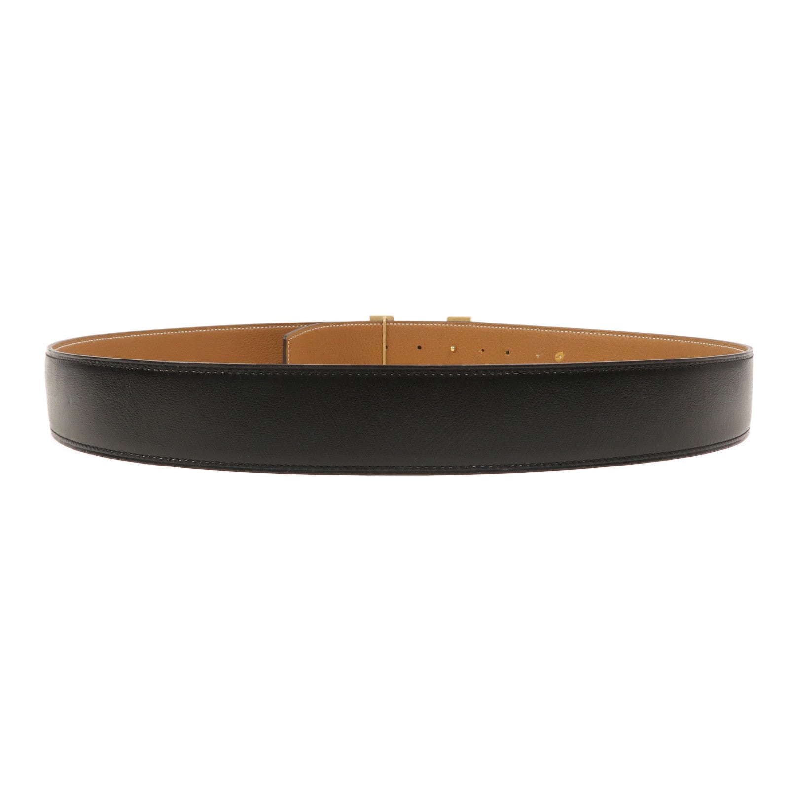 HERMES Swift/Epsom皮革Constance H Logo Reversible Buckle Belt皮帶Noir/Gold