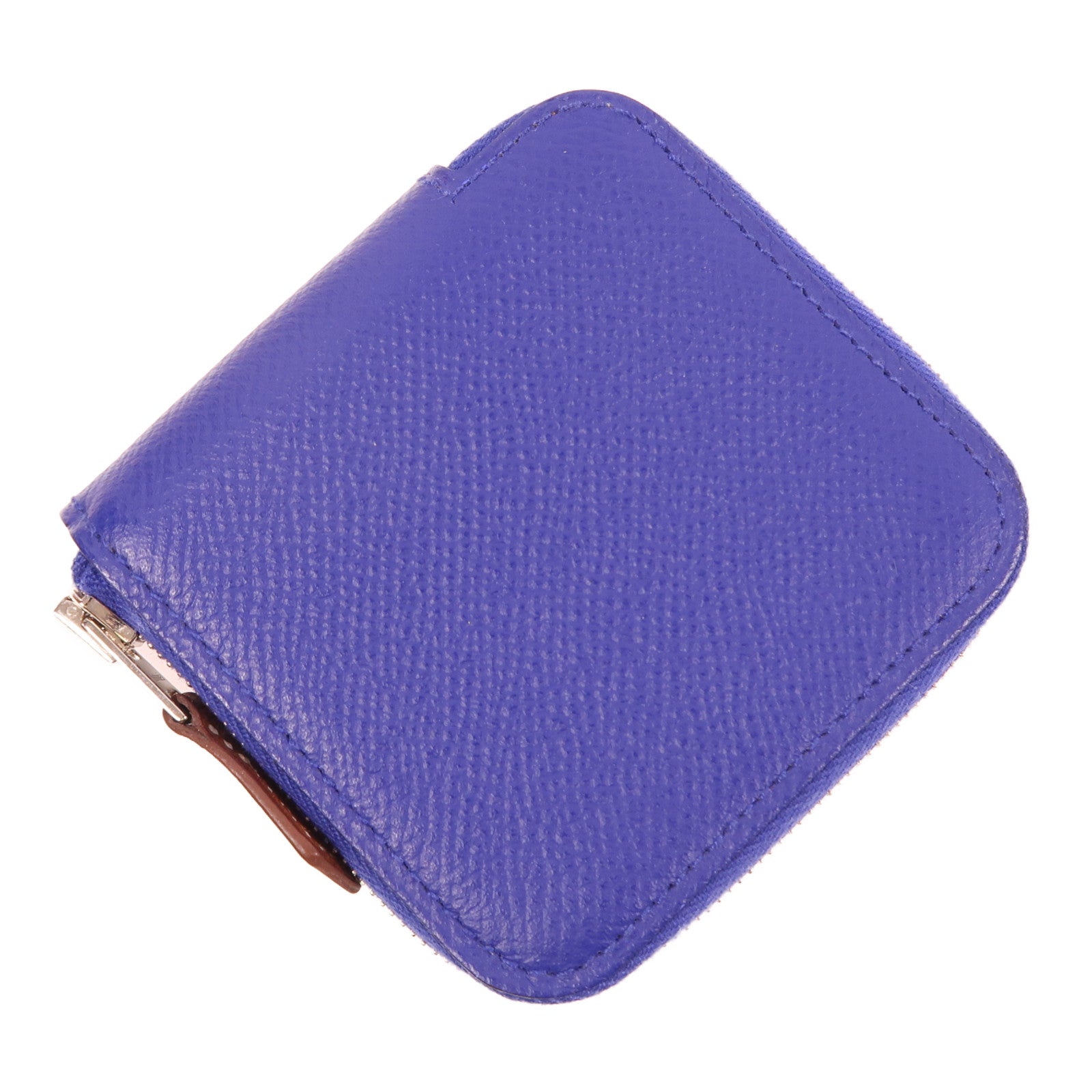 HERMES Epsom皮革Coin Purse銀扣零錢包Bleu Electrique