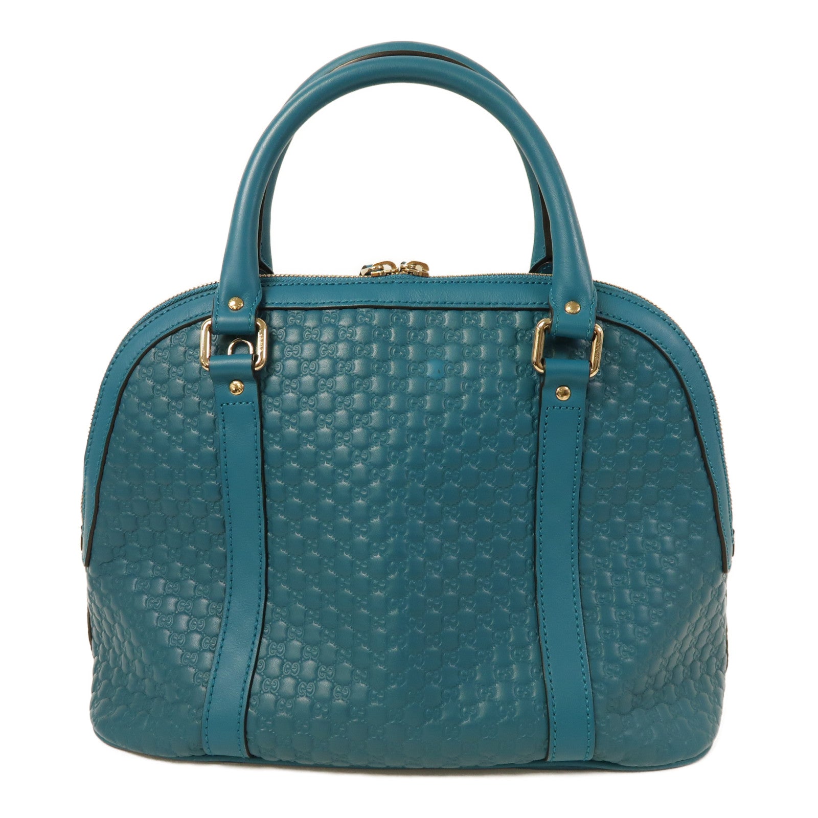 GUCCI 牛皮皮革Micro Guccissima金扣手挽肩背兩用袋藍色