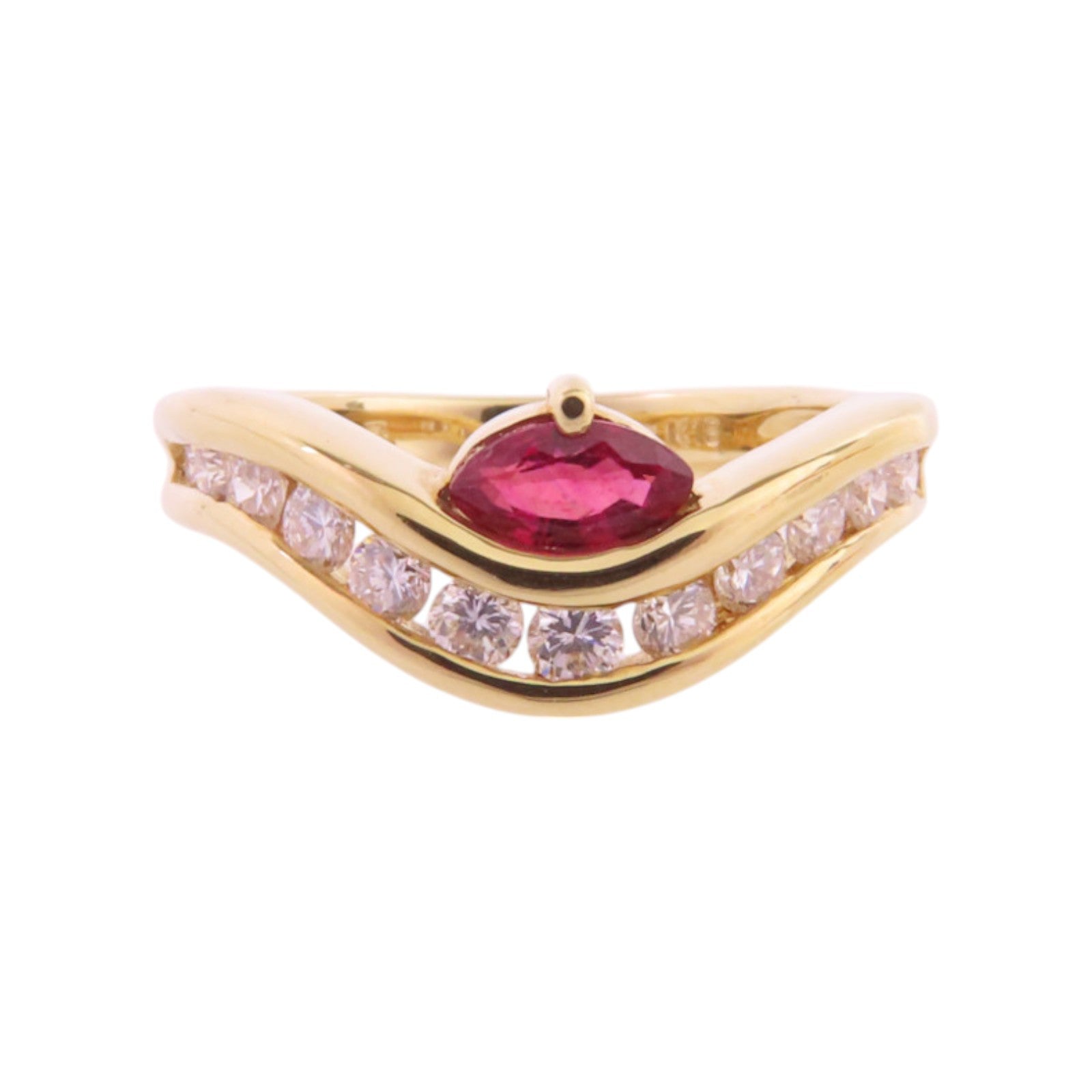 JEWELRY 18K黃金/紅寶石/鑽石Ruby Diamond Ring戒指US#6
