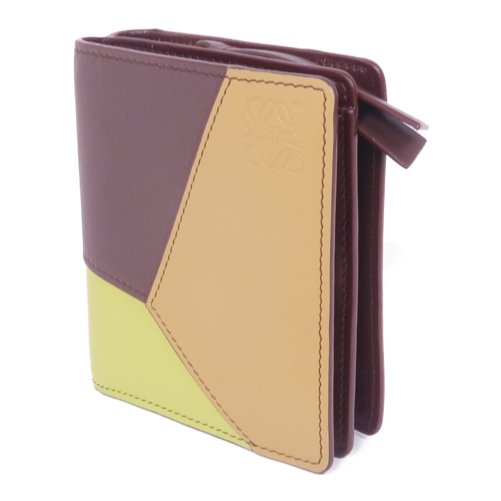 LOEWE 牛皮皮革Puzzle Compact Zip Wallet金扣錢包