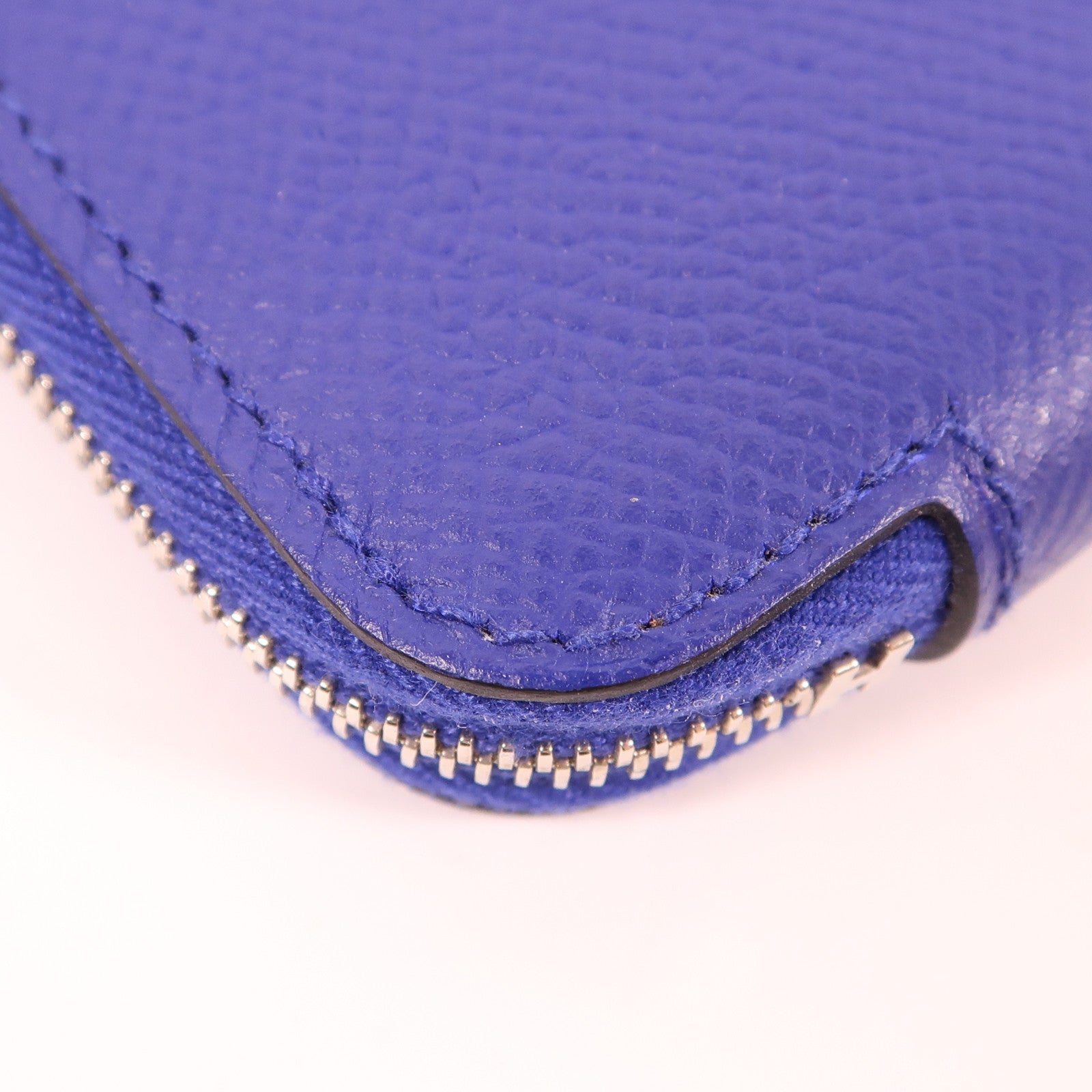 HERMES Epsom皮革Coin Purse銀扣零錢包Bleu Electrique