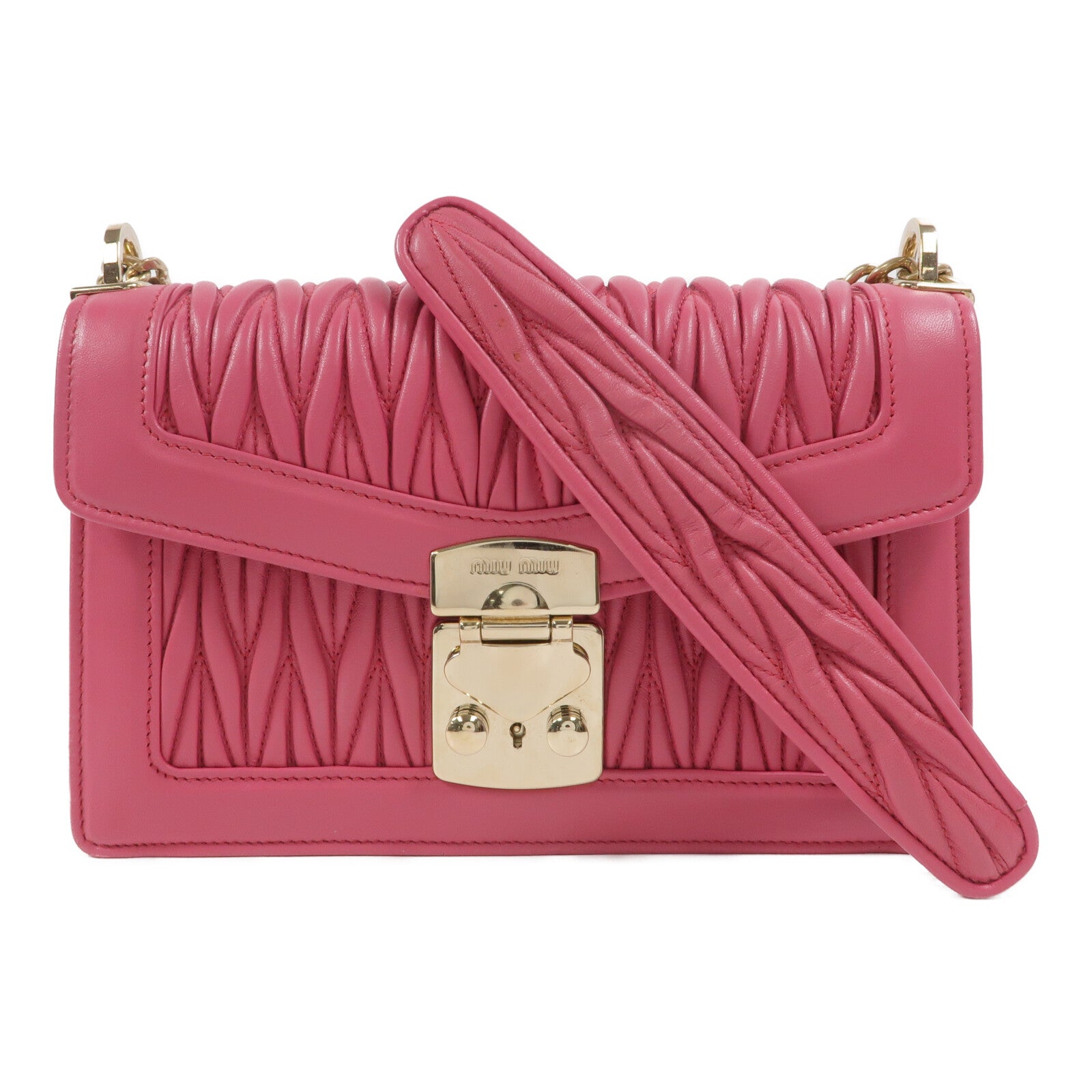 Miu Miu 羊皮皮革Confidential鏈帶肩背袋