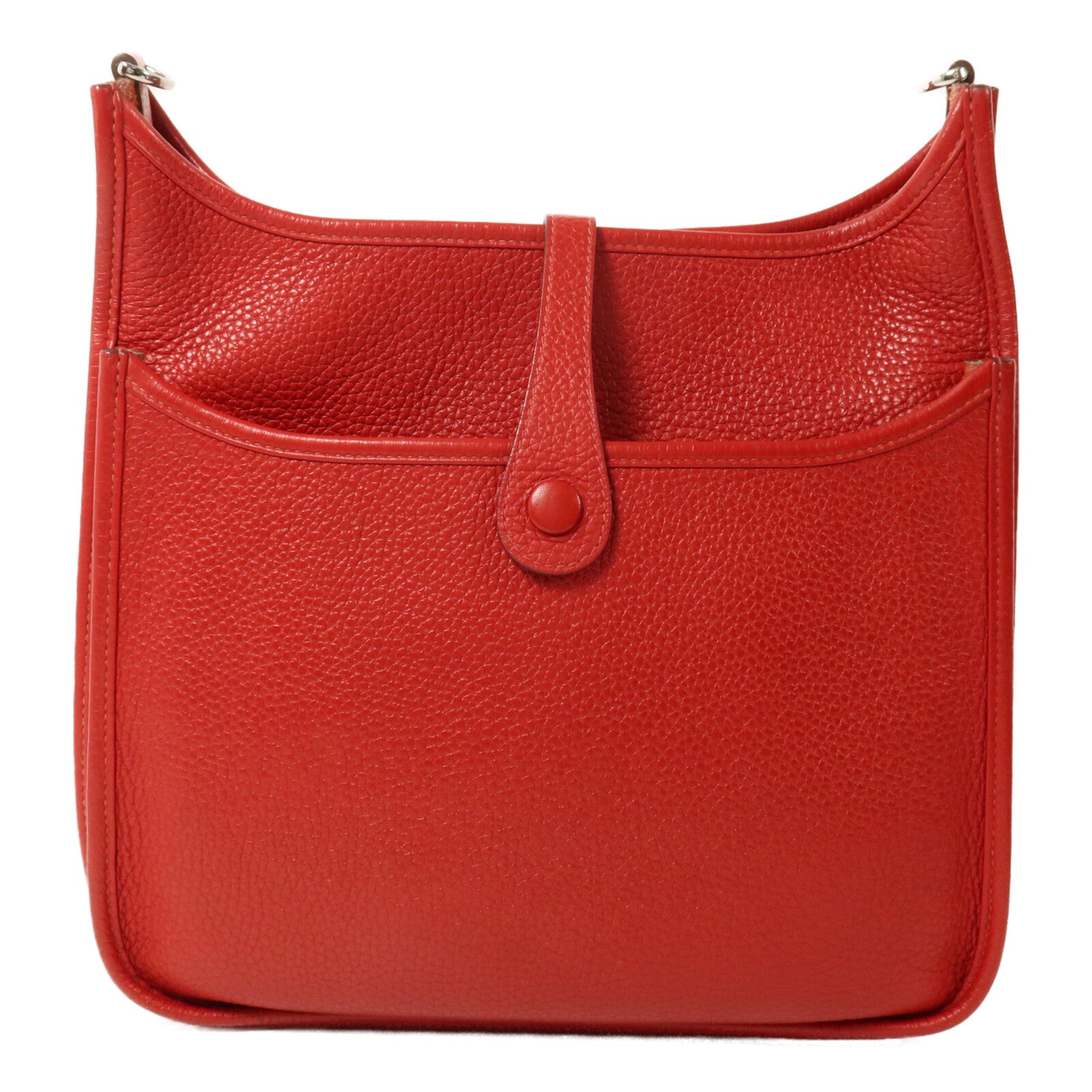 HERMES Clemence皮革Evelyne PM肩背袋Rouge Casaque