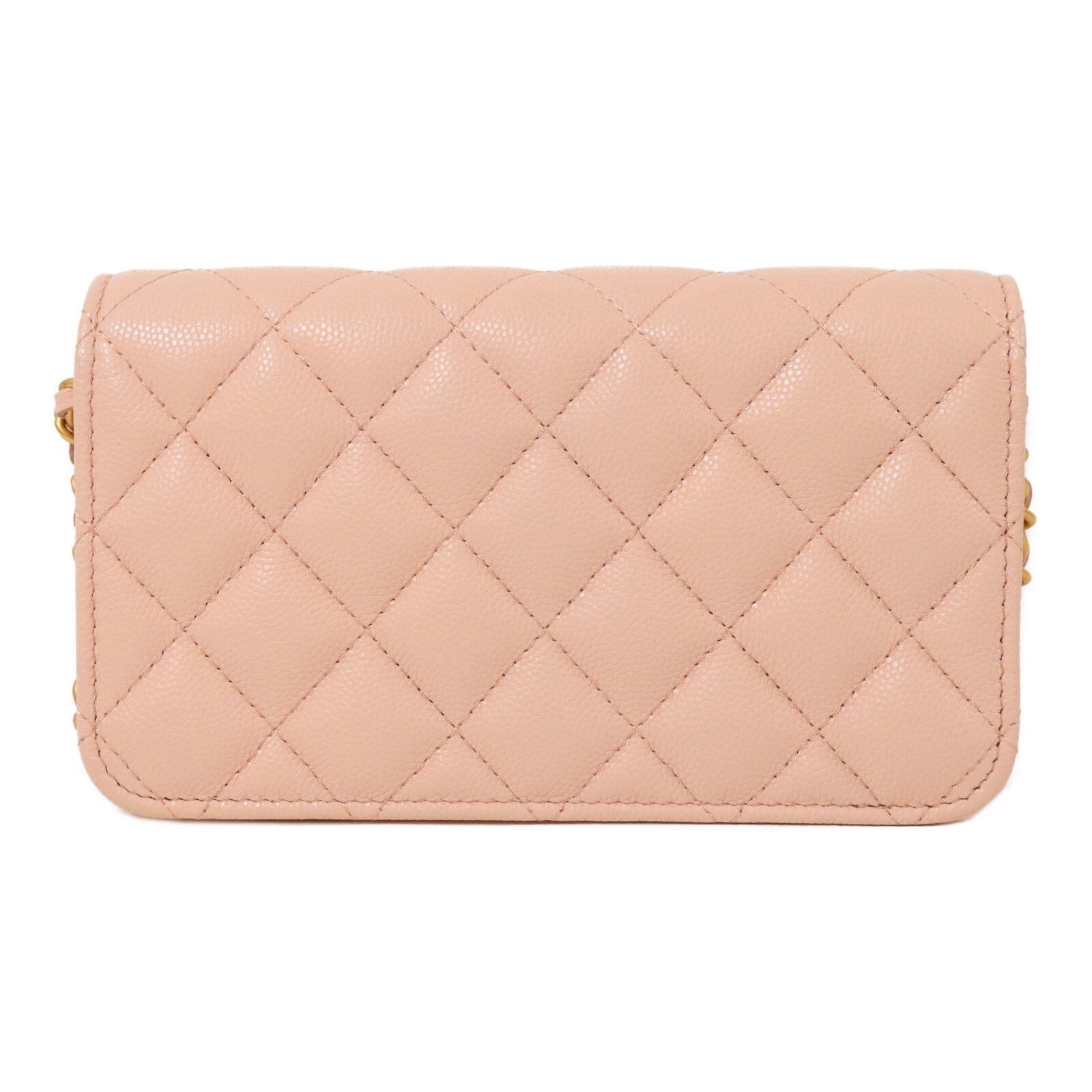 CHANEL 牛皮皮革Sweet Camellia Flap Phone Bag鏈帶肩背袋