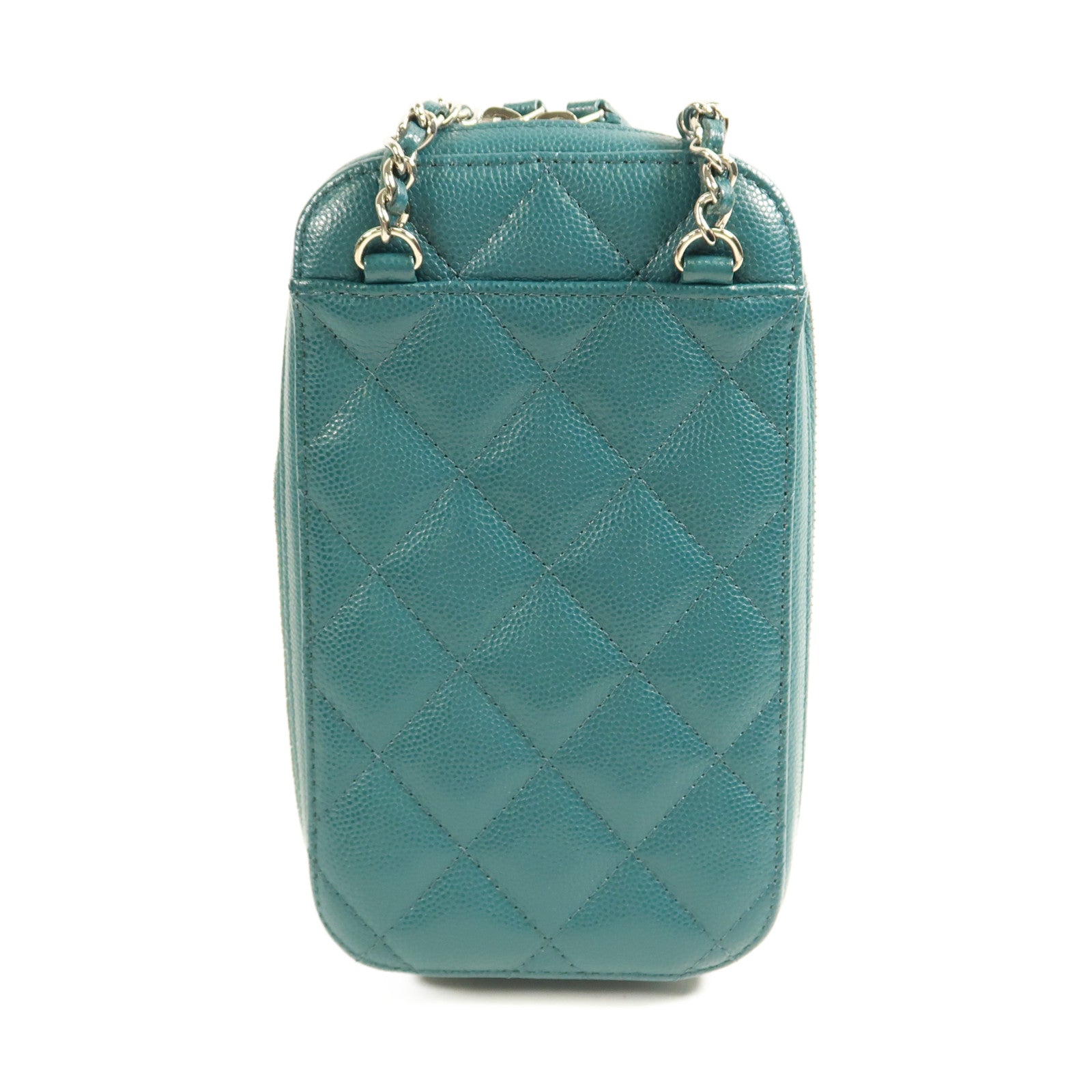 CHANEL 【激減優惠】牛皮皮革Phone Bag銀扣鏈帶肩背袋