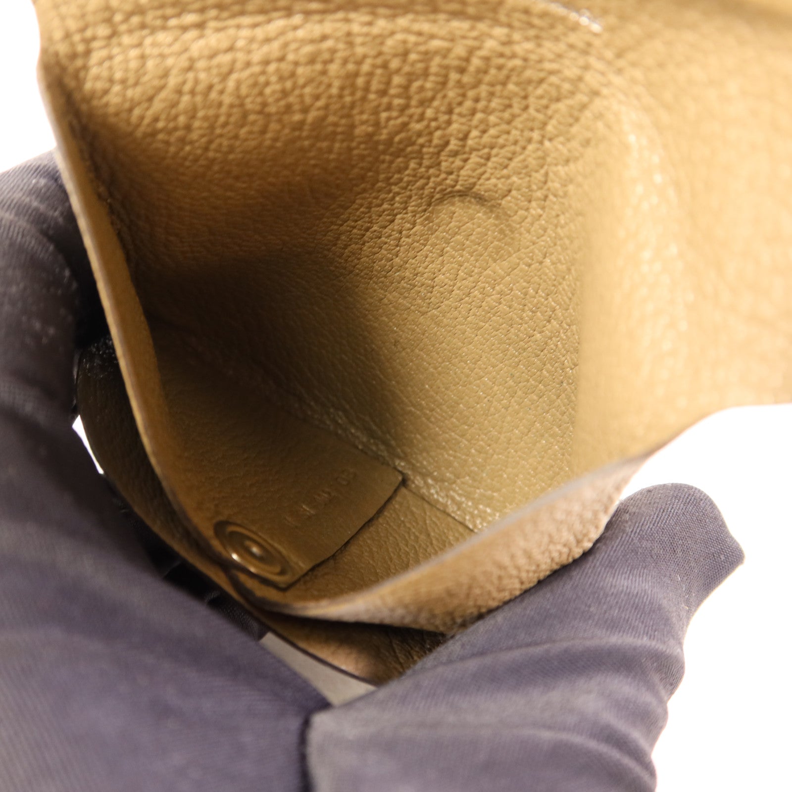 HERMES Chevre皮革Bastia Coin Purse銀扣零錢包Etoupe