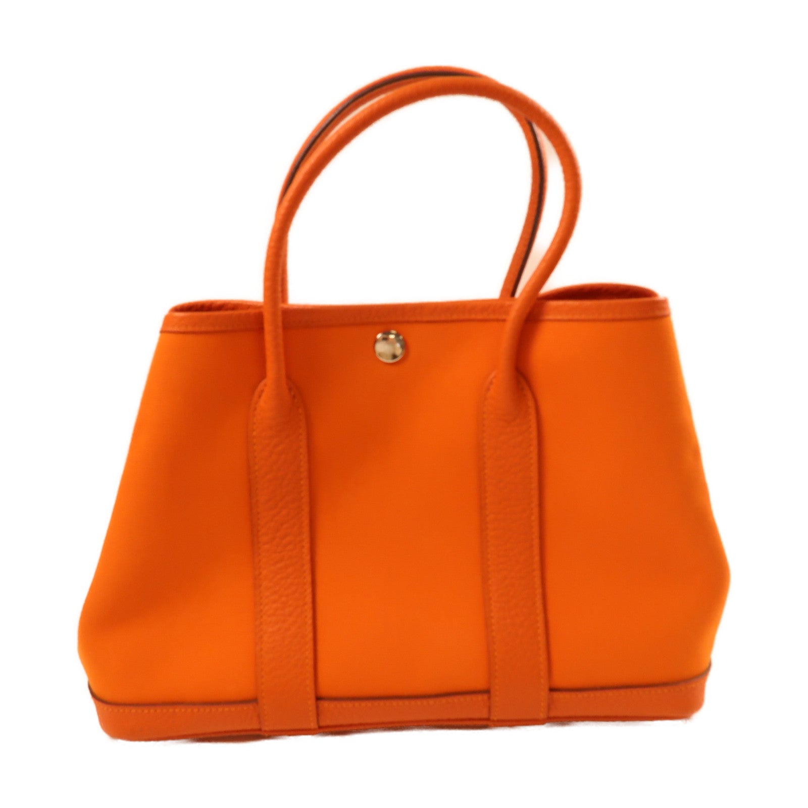HERMES PHW Garden Party TPM Tote Bag Canvas Orange