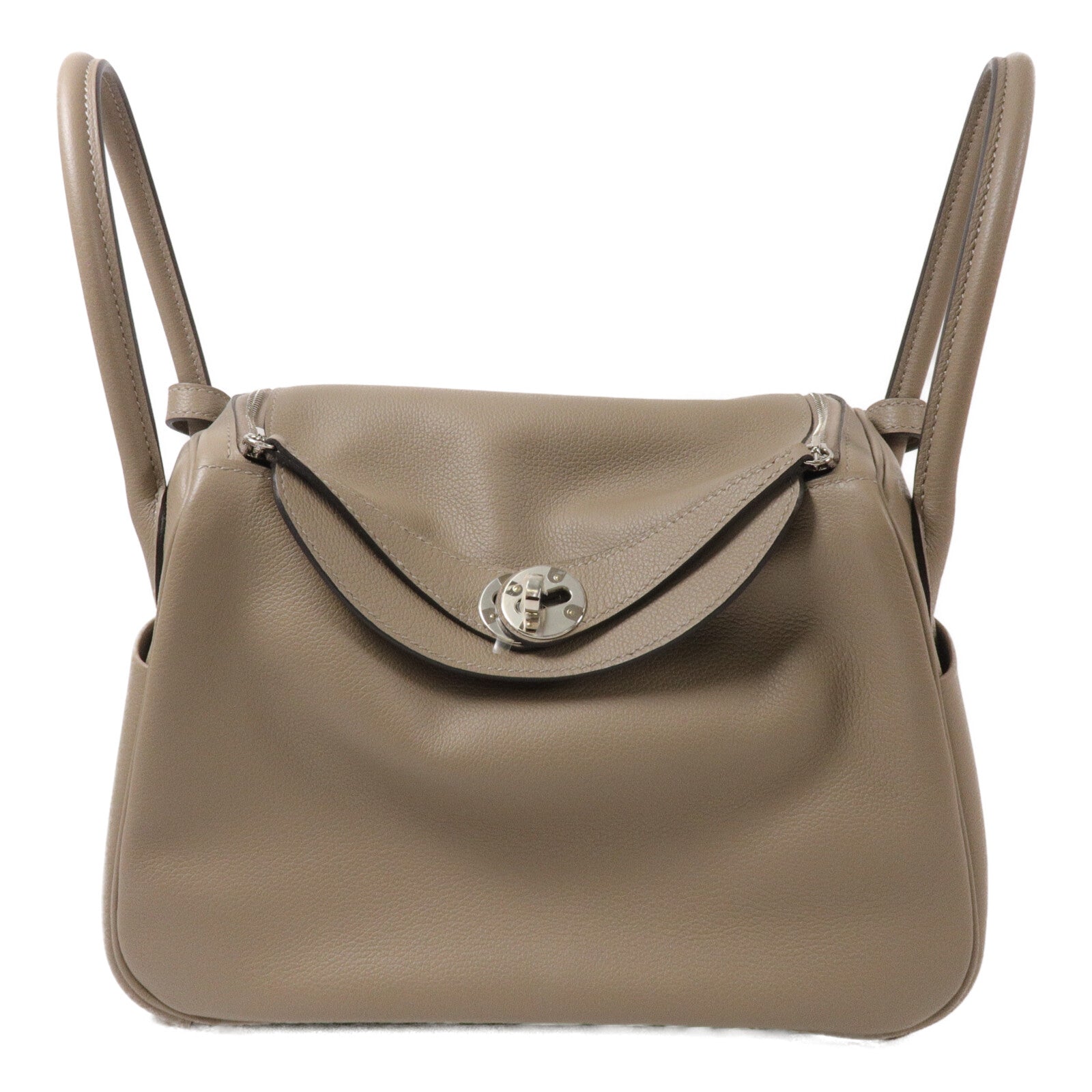 HERMES Evercolor皮革Lindy 26手挽肩背兩用袋Gris Asphalte
