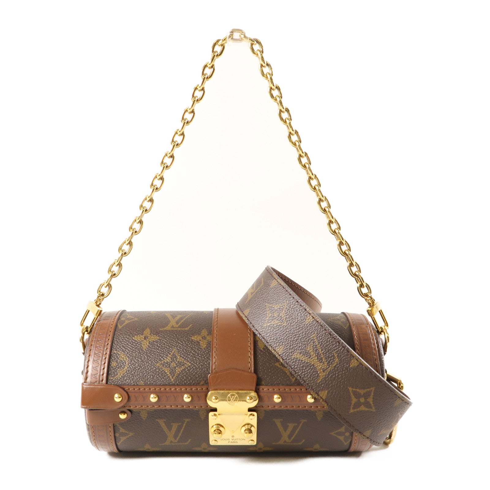 LOUIS VUITTON Monogram Papillon Trunk金扣手挽肩背兩用袋棕色