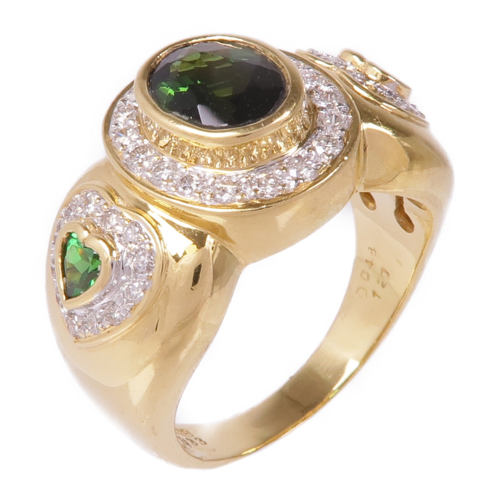 JEWELRY 18K黃金Tourmaline Garnet Diamond Ring電氣石/石榴石/鑽石戒指US#7.75