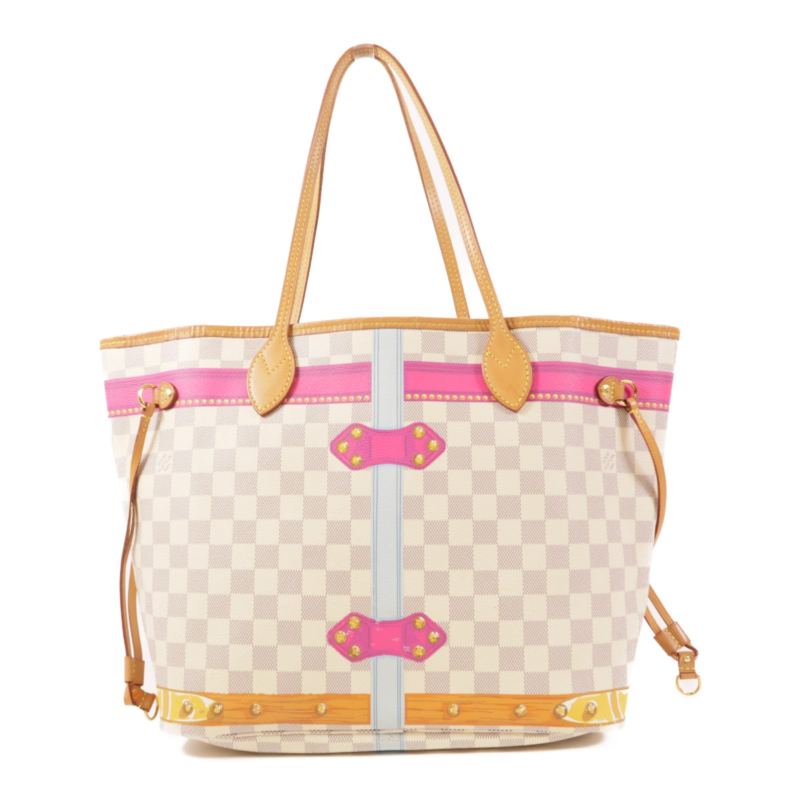 LOUIS VUITTON Damier Azur Neverfull MM金扣肩背袋