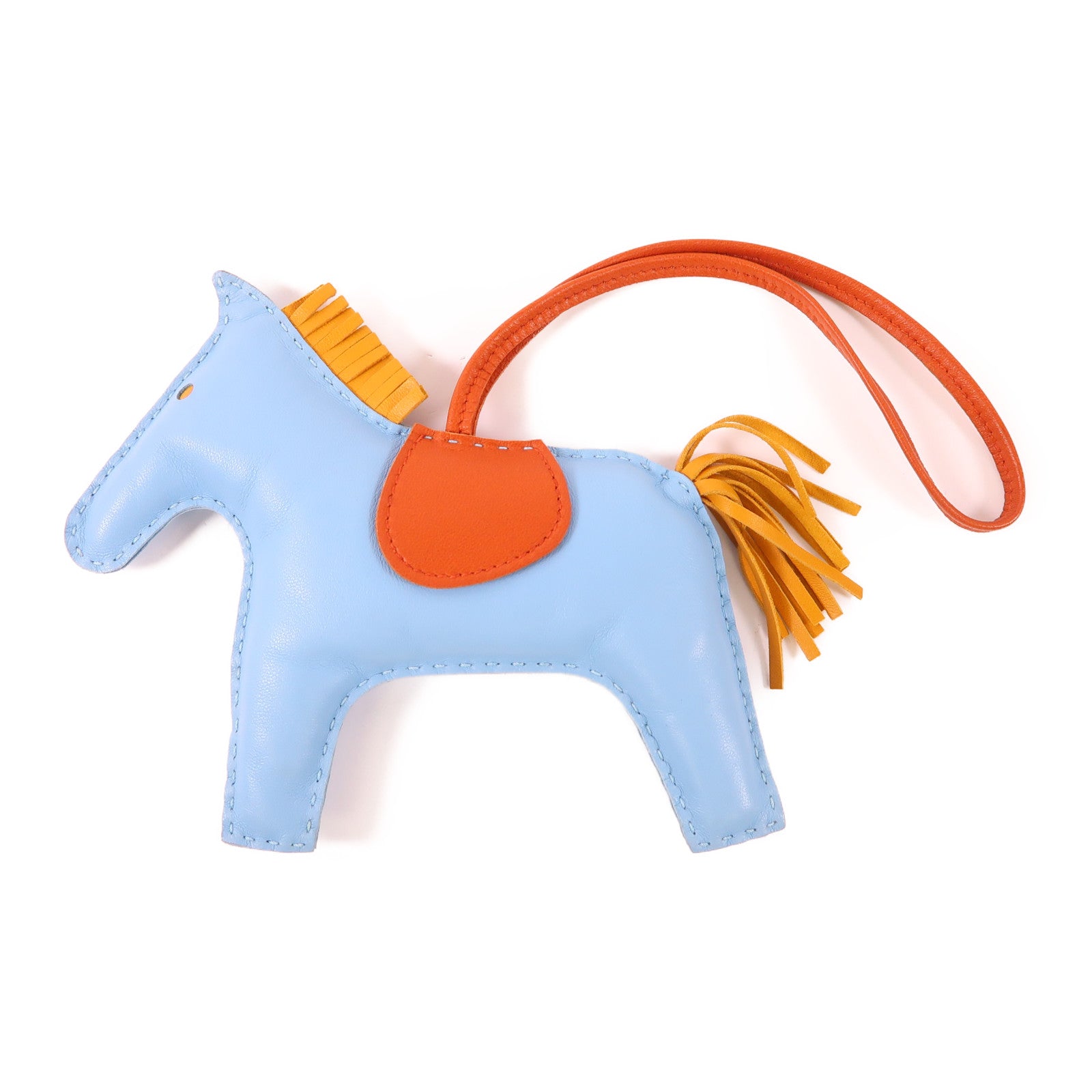 HERMES Rodeo GM Charm Milo Leather Blue