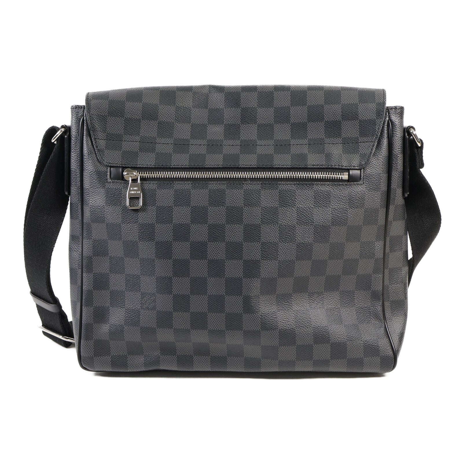 LOUIS VUITTON Damier Graphite District MM銀扣肩背袋
