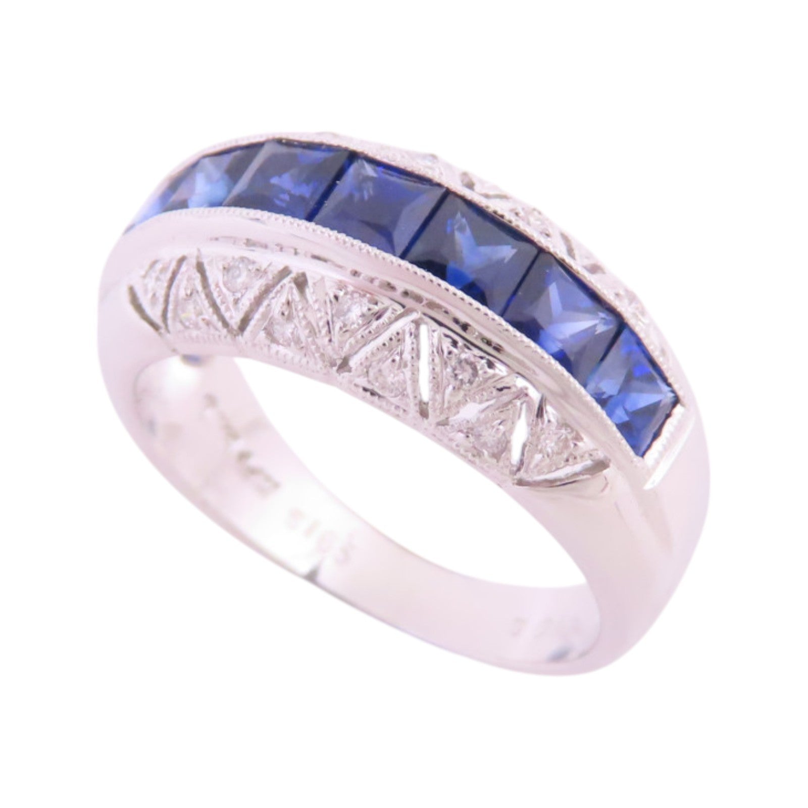 JEWELRY 18K白金/藍寶石/鑽石Sapphire Diamond Ring戒指US#5.75