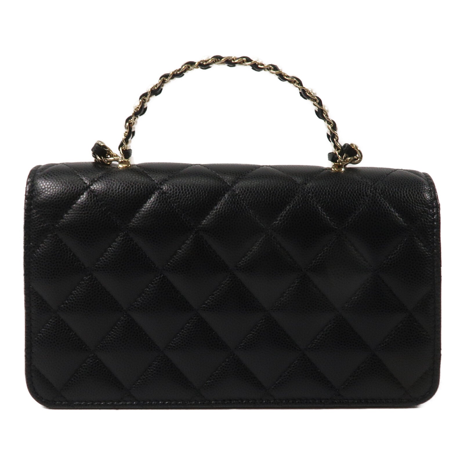 CHANEL 牛皮皮革Wallet On Chain Witn Pearl Handle鏈帶手挽肩背兩用袋