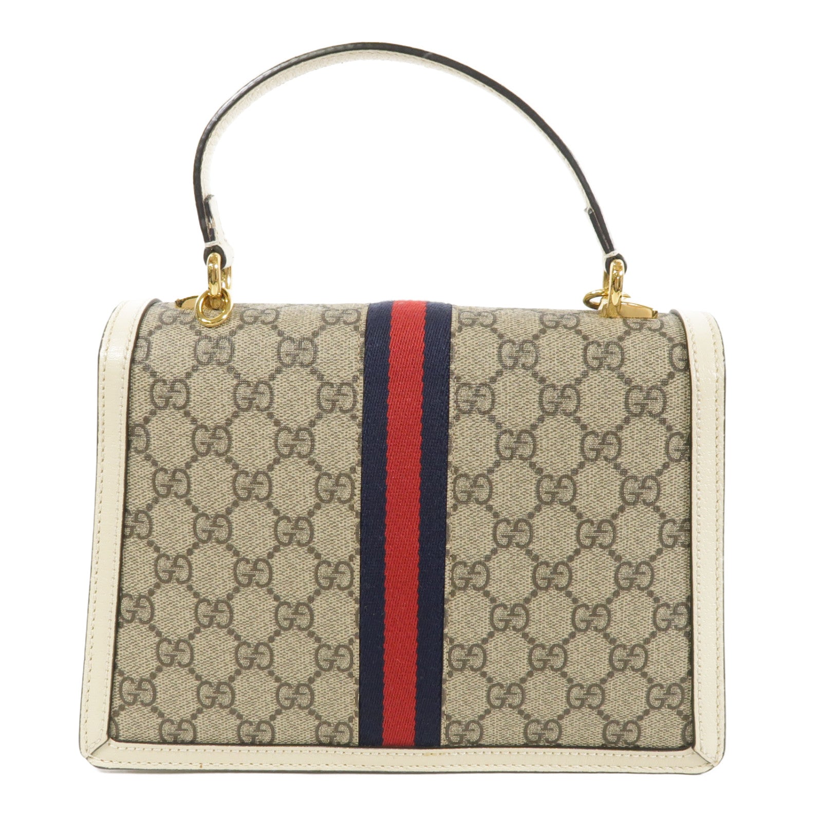GUCCI GG GHW 2 Way Shoulder Hand Bag PVC coated canvas 651055 White/Brown