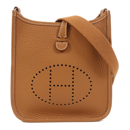 HERMES Clemence皮革Evelyne TPM銀扣肩背袋Gold
