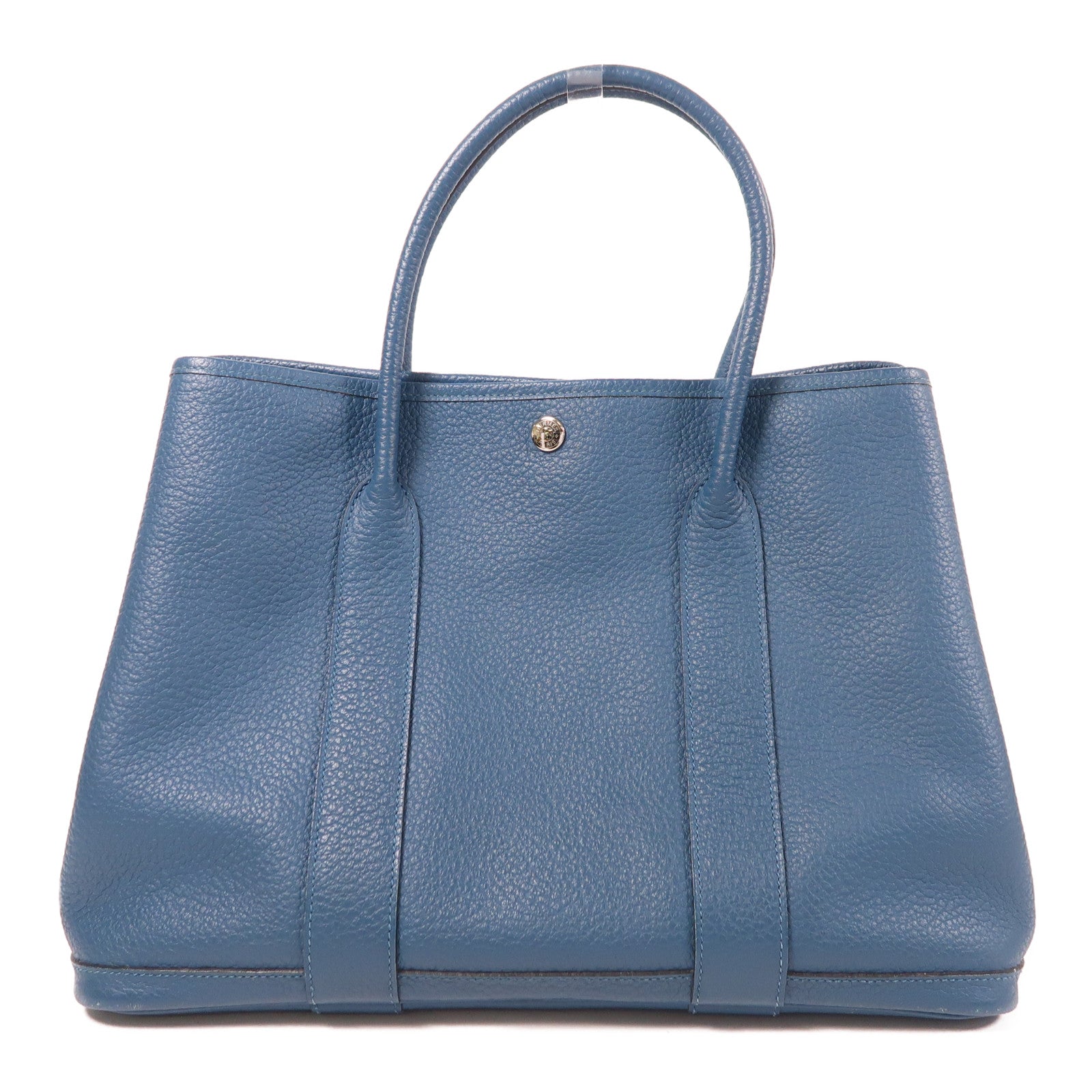 HERMES PHW Garden Party PM Tote Bag Negonada Leather Bleu Agate