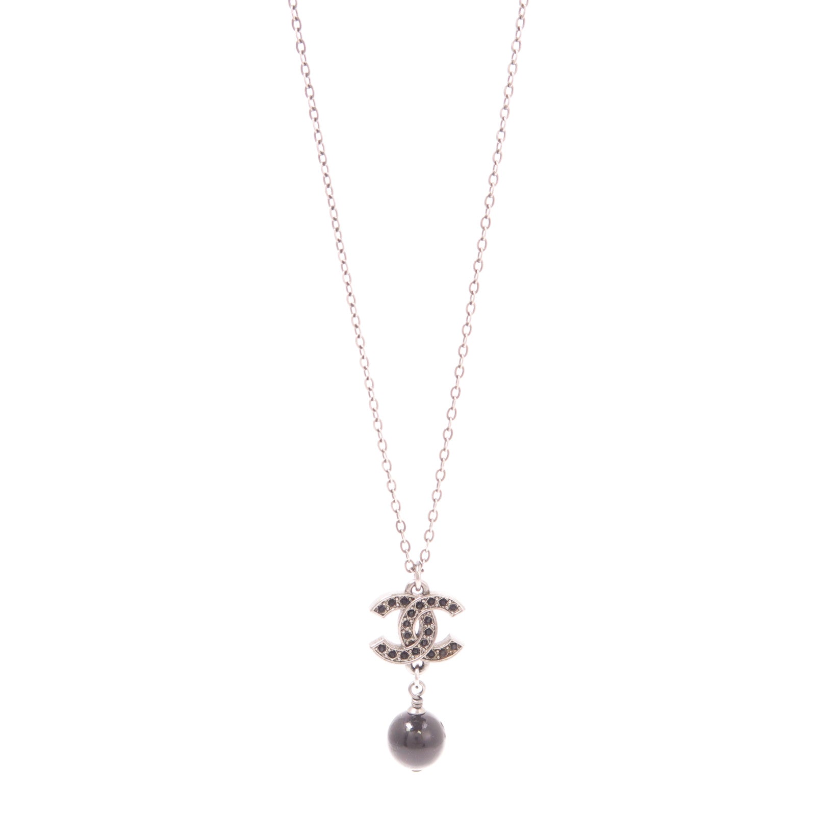 CHANEL CC Necklace Metal Black