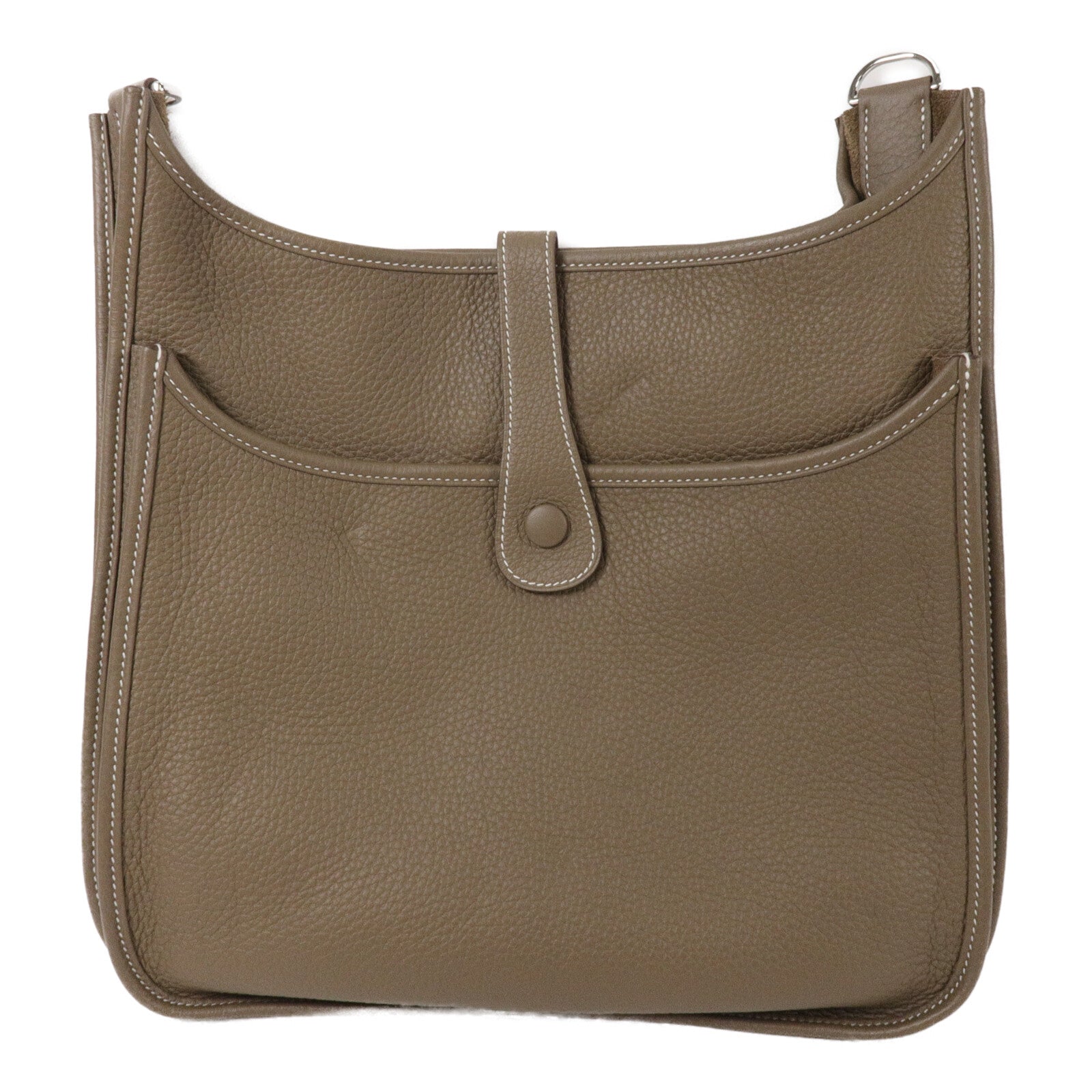 HERMES Clemence皮革Evelyne GM肩背袋Etoupe