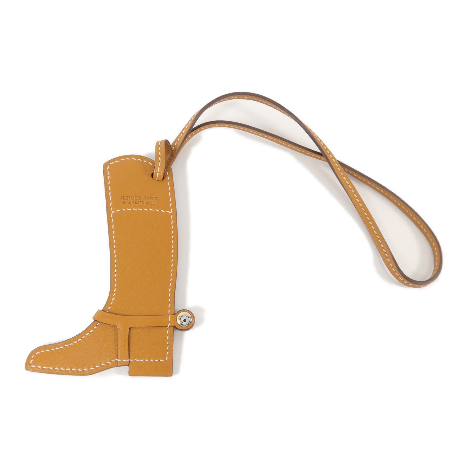 HERMES Swift皮革Paddock Boot Charm掛飾Gold/Mykonos