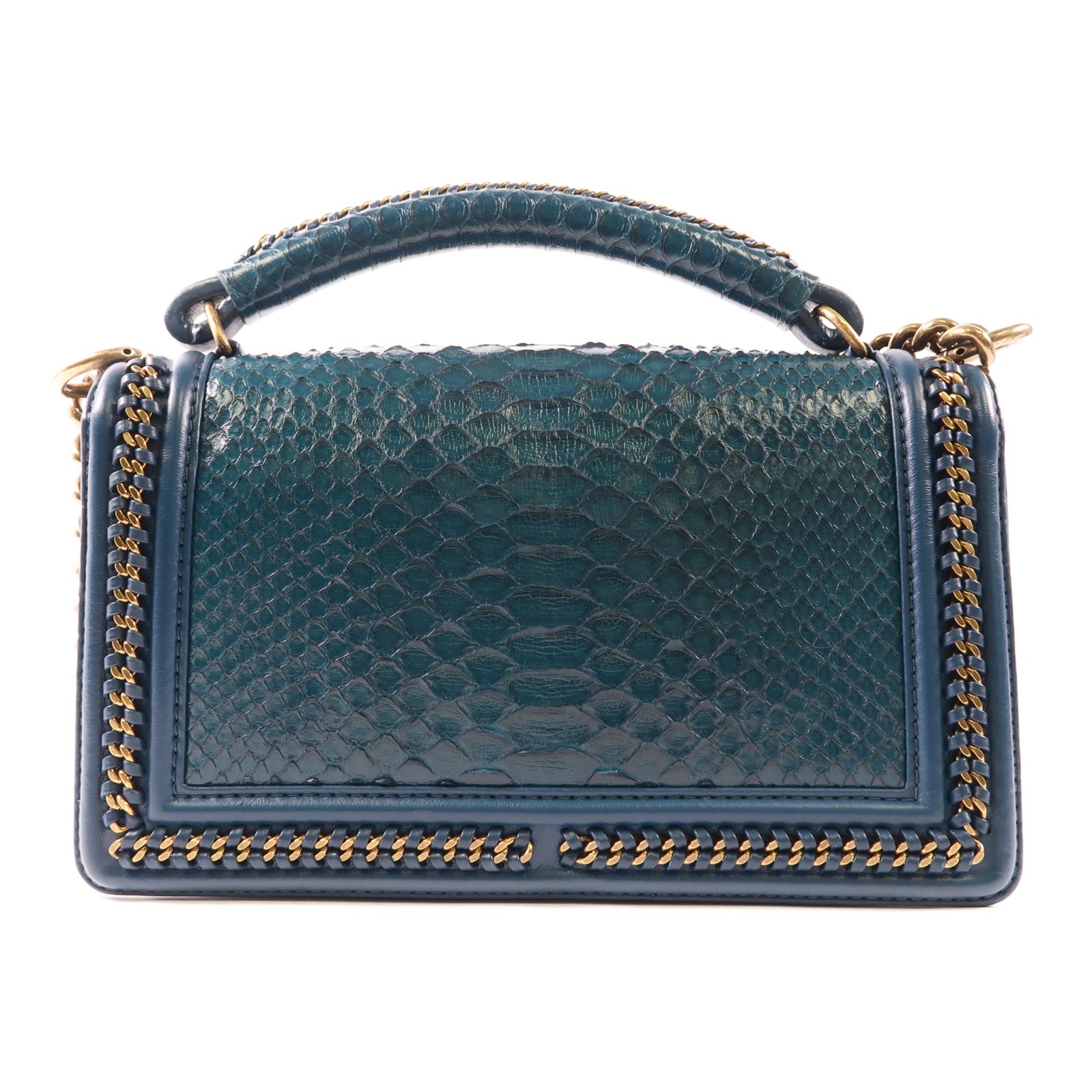 CHANEL 【激減優惠】蛇皮皮革Boy 25金扣手挽肩背兩用袋