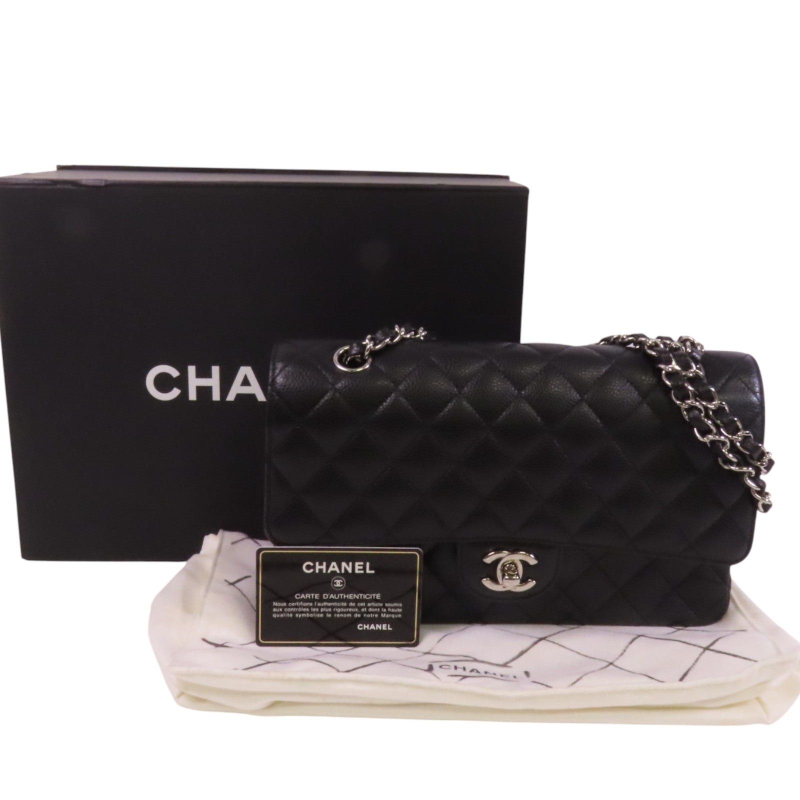 CHANEL 牛皮皮革Classic 25銀扣鏈帶肩背袋