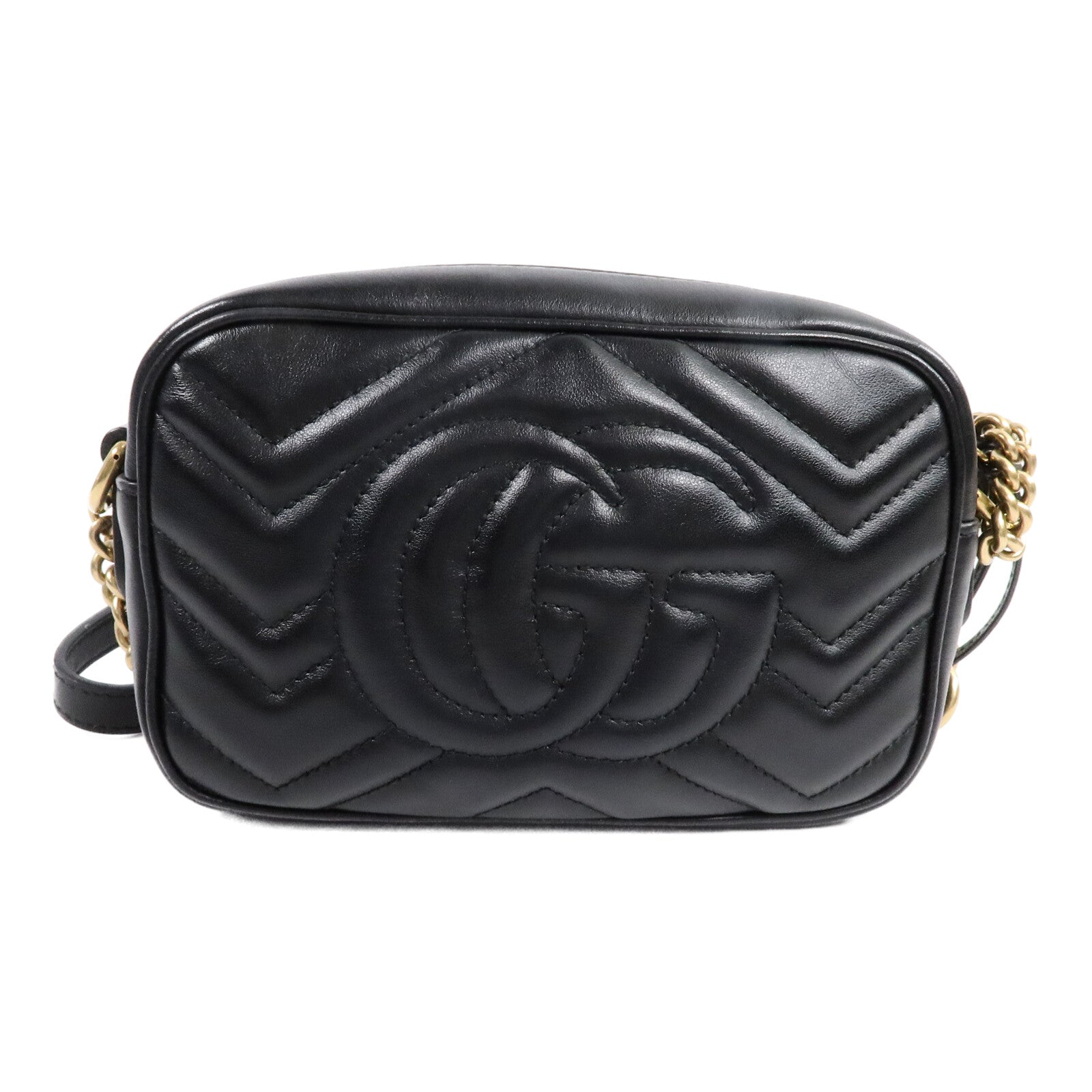 GUCCI 牛皮皮革GG Marmont Mini鏈帶肩背袋