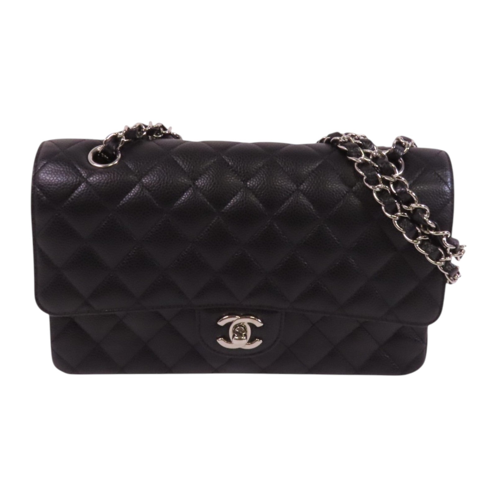 CHANEL 牛皮皮革Classic 25銀扣鏈帶肩背袋