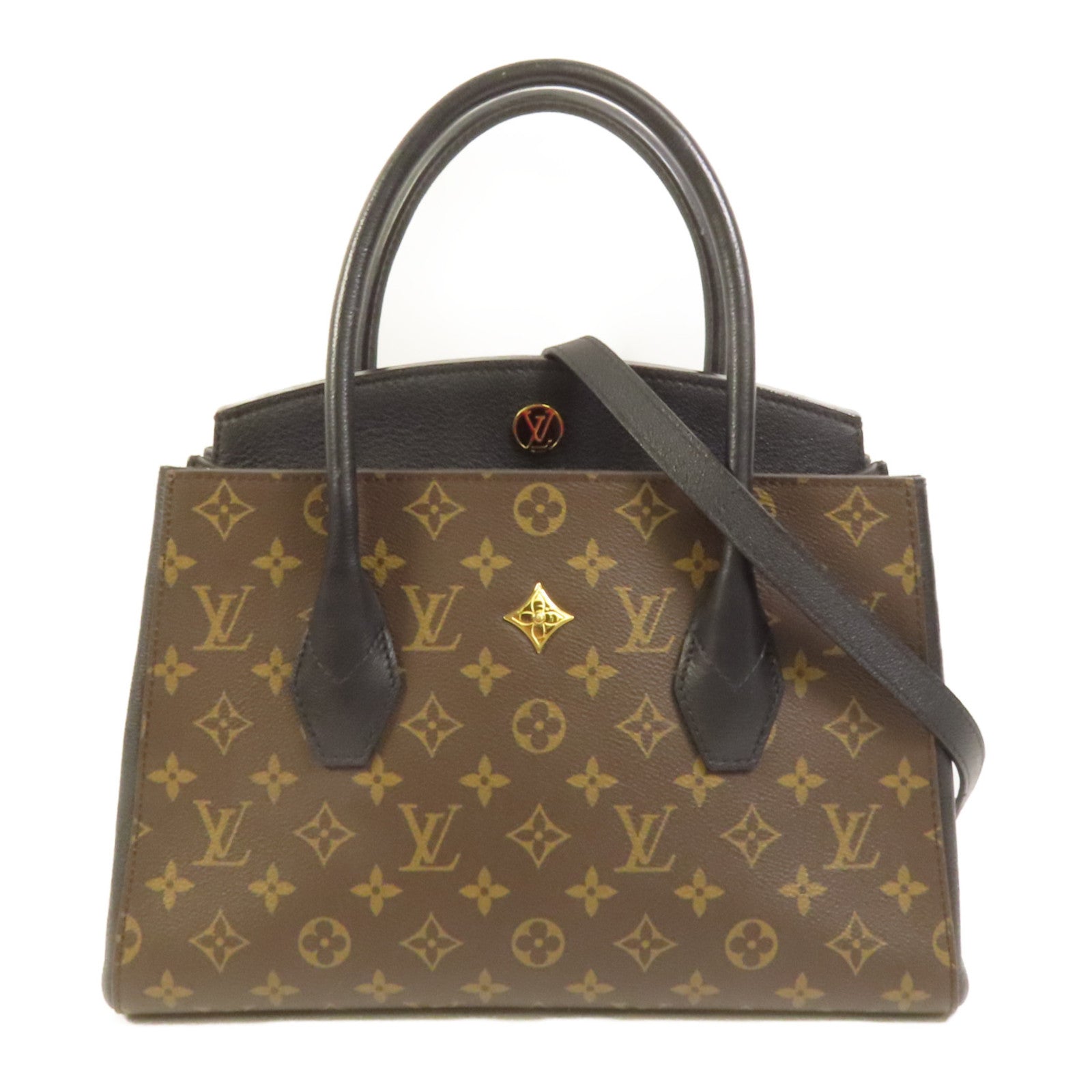 LOUIS VUITTON Monogram/牛皮皮革Florine金扣手挽肩背兩用袋
