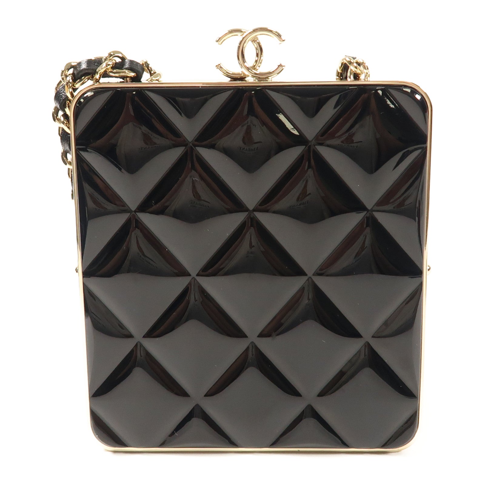 CHANEL 羊皮皮革Mini Chain Shoulder Bag金扣鏈帶肩背袋