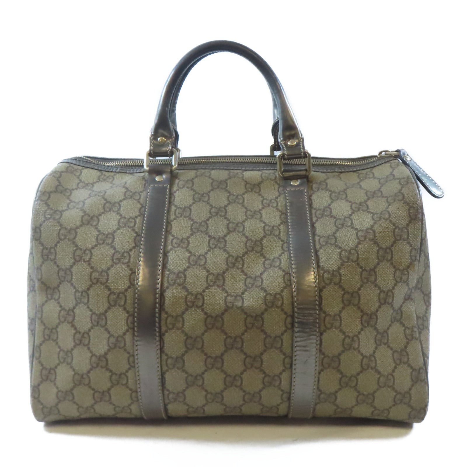 GUCCI 塗層帆布Boston Bag金扣手挽袋棕色