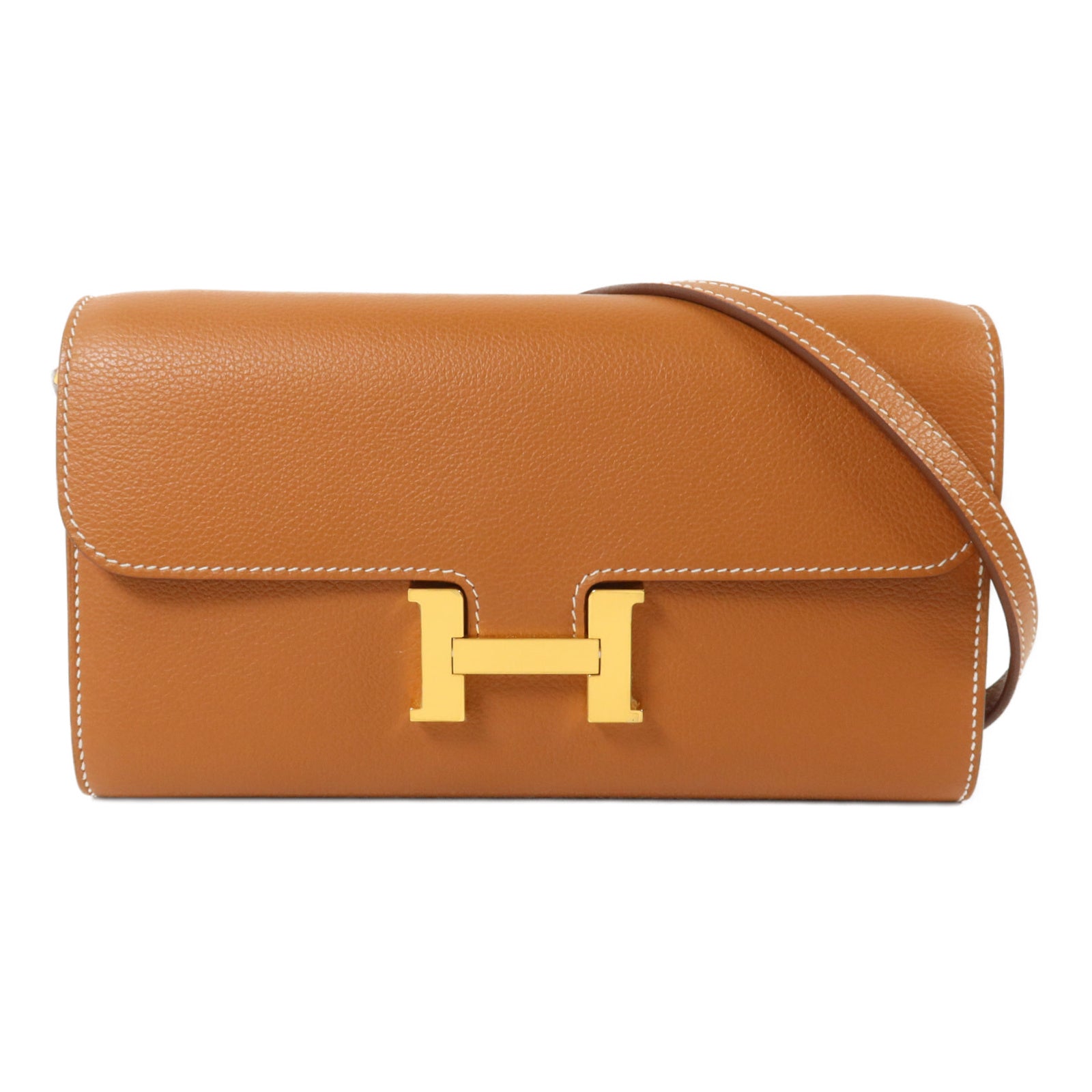 HERMES Evercolor皮革Constance To Go肩背袋Gold