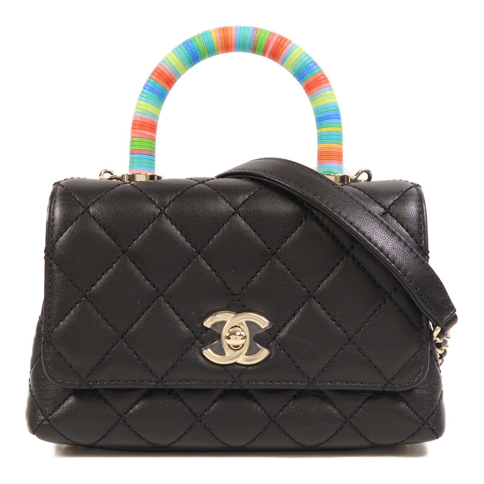 CHANEL 【激減優惠】羊皮皮革Mini Coco Handle金扣手挽肩背兩用袋