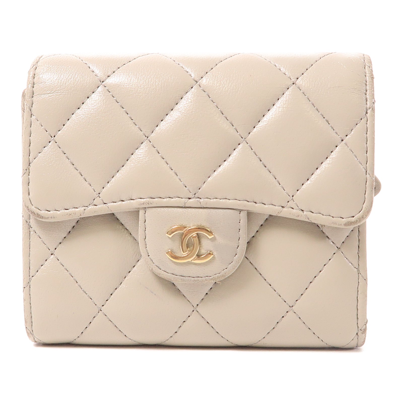 CHANEL 羊皮皮革Wallet金扣錢包