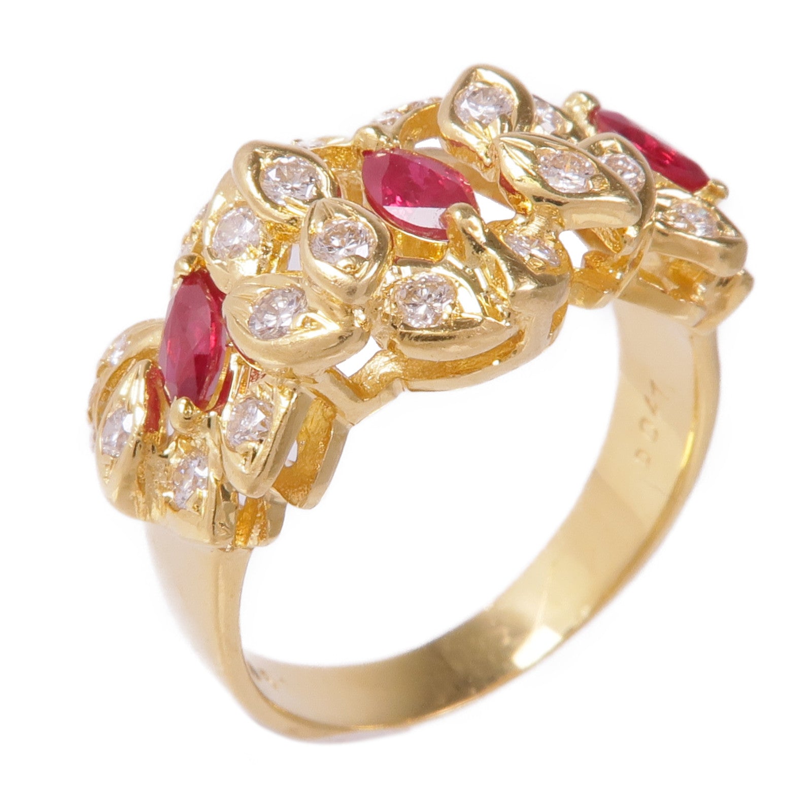 JEWELRY 18K黃金Ruby Diamond Ring紅寶石/鑽石戒指US#7.25