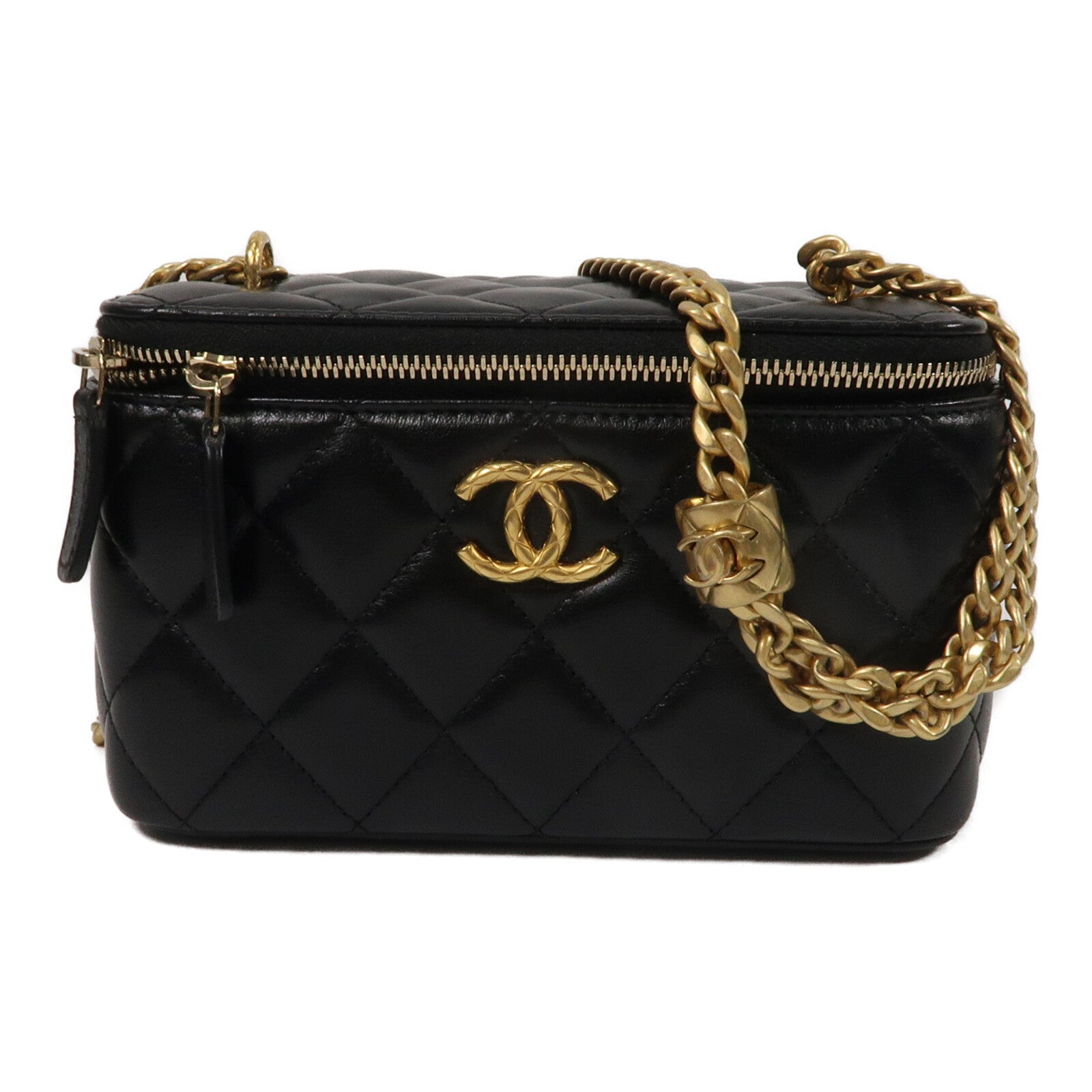 CHANEL 羊皮皮革Vanity Case鏈帶肩背袋