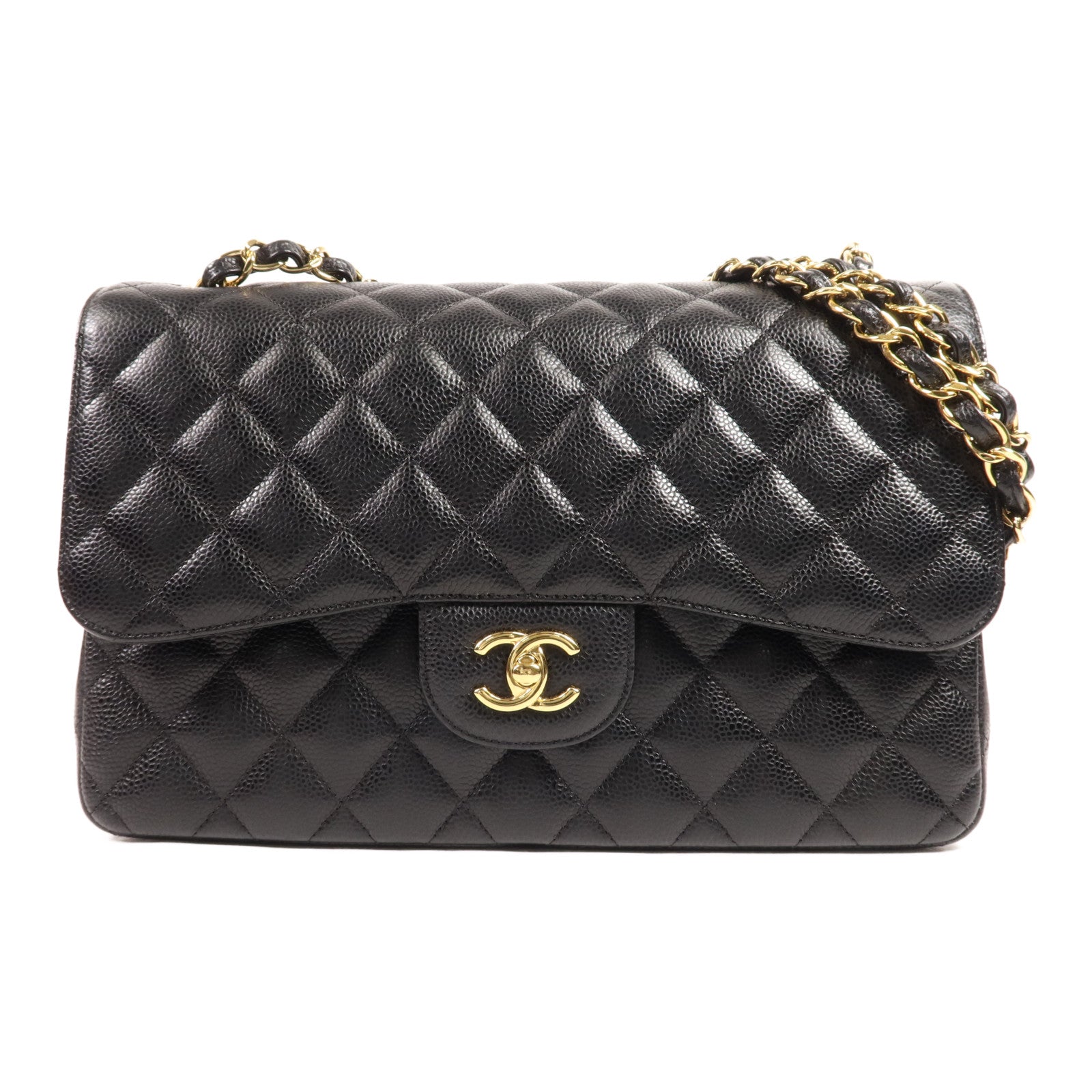 CHANEL 牛皮皮革Large Classic金扣鏈帶肩背袋