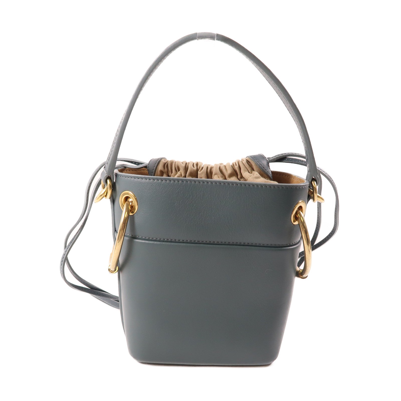 Chloe 牛皮皮革Bucket Bag金扣手挽肩背兩用袋深綠松石色