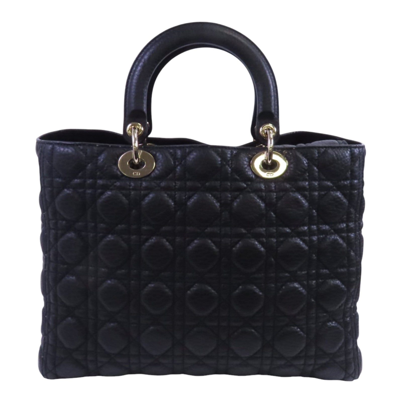 Dior 牛皮皮革Lady Dior Large金扣手挽肩背兩用袋