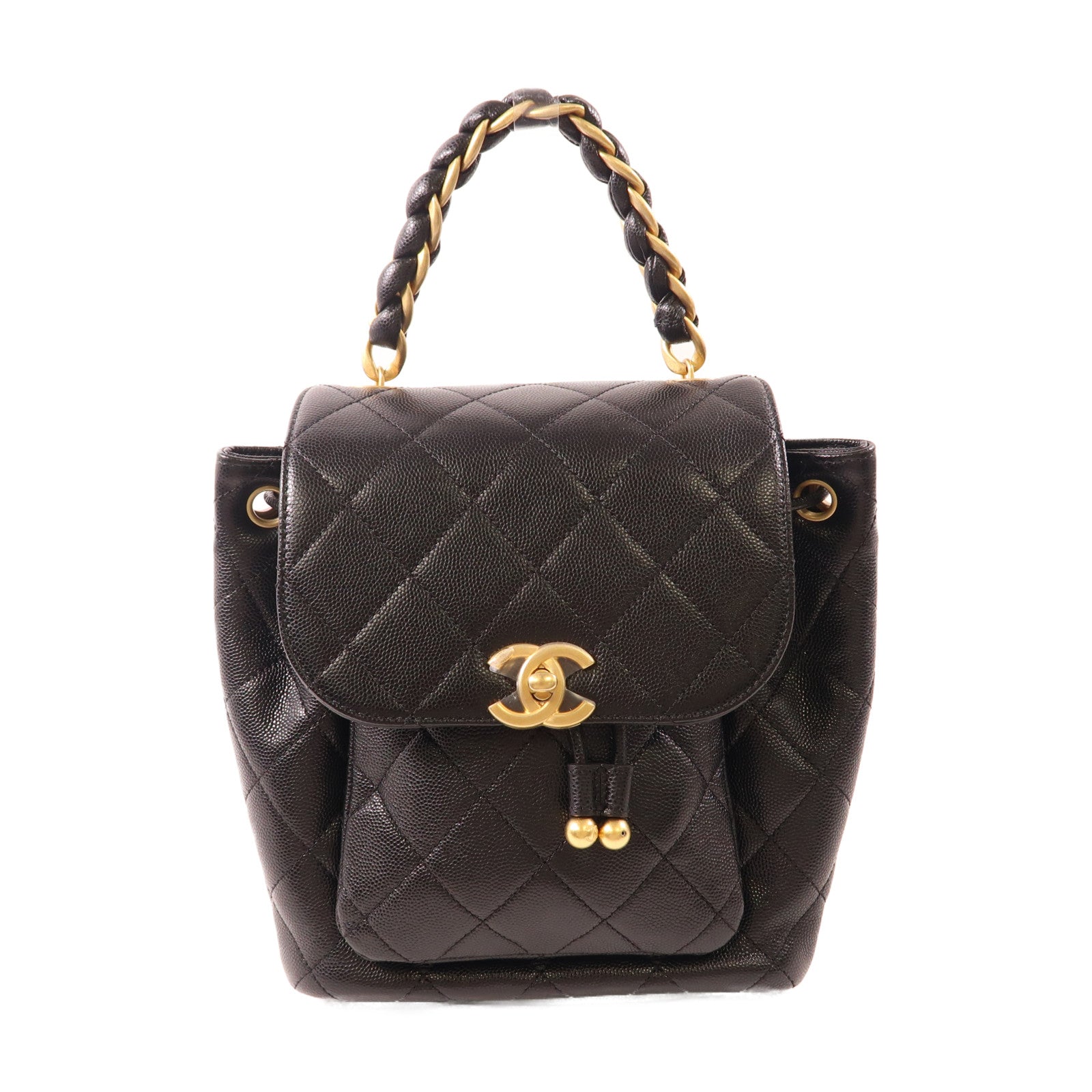 CHANEL 牛皮皮革Backpack金扣背包