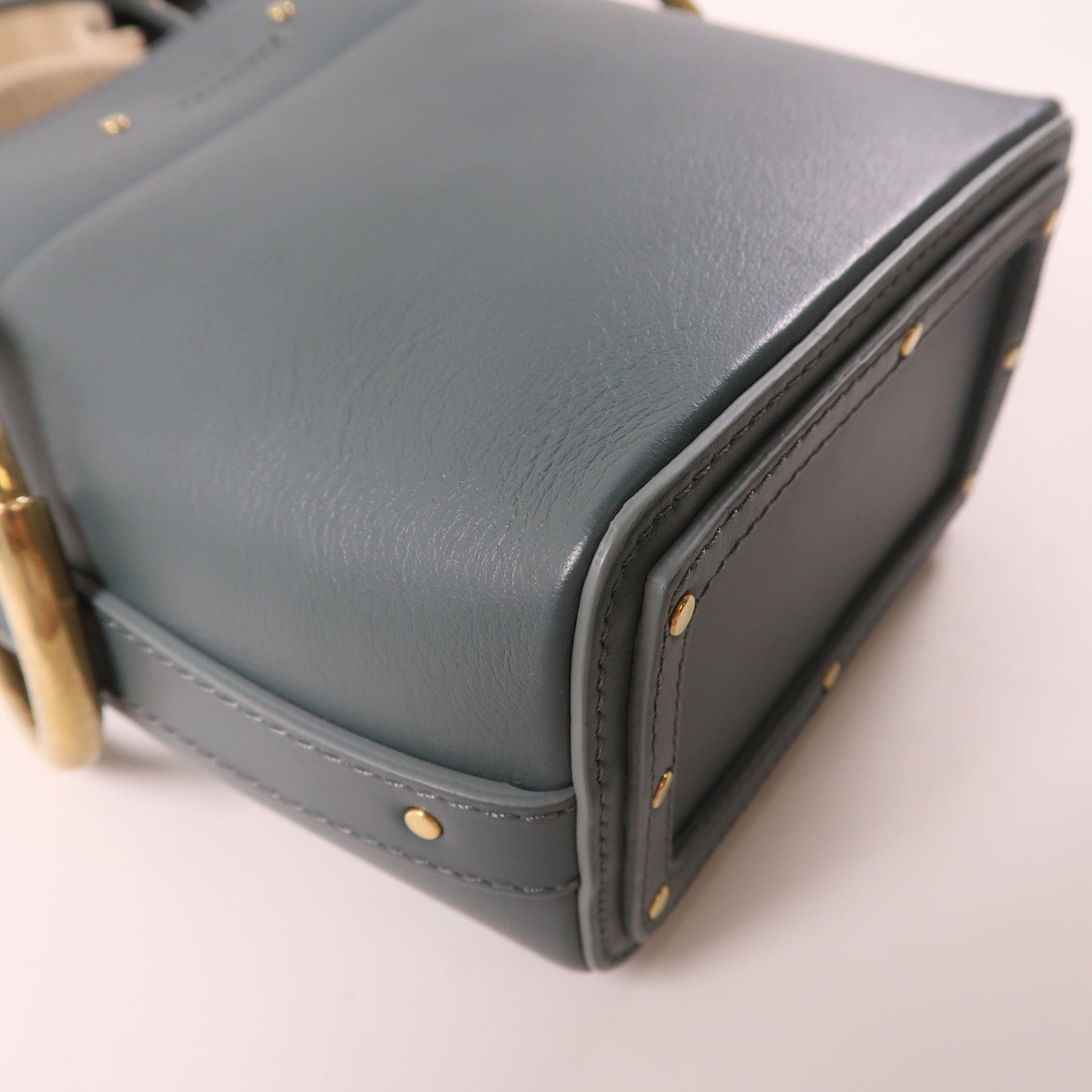 Chloe 牛皮皮革Bucket Bag金扣手挽肩背兩用袋深綠松石色