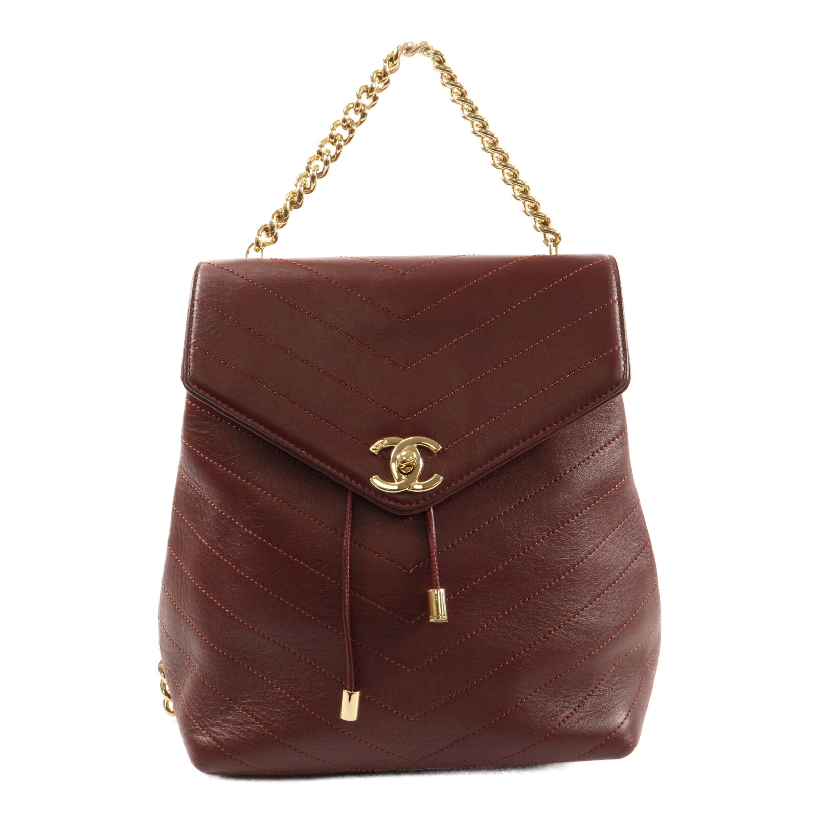 CHANEL 牛皮皮革BackPac金扣鏈帶背包