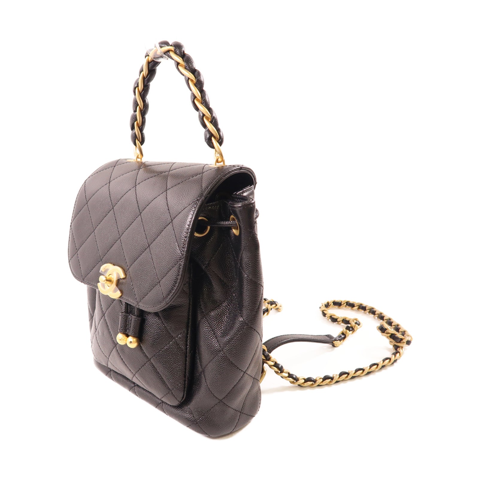 CHANEL 牛皮皮革Backpack金扣背包