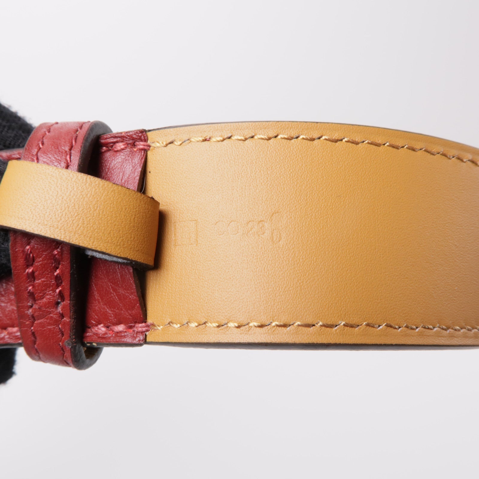 HERMES Togo皮革Etriviere 32 Belt銀扣皮帶紅色