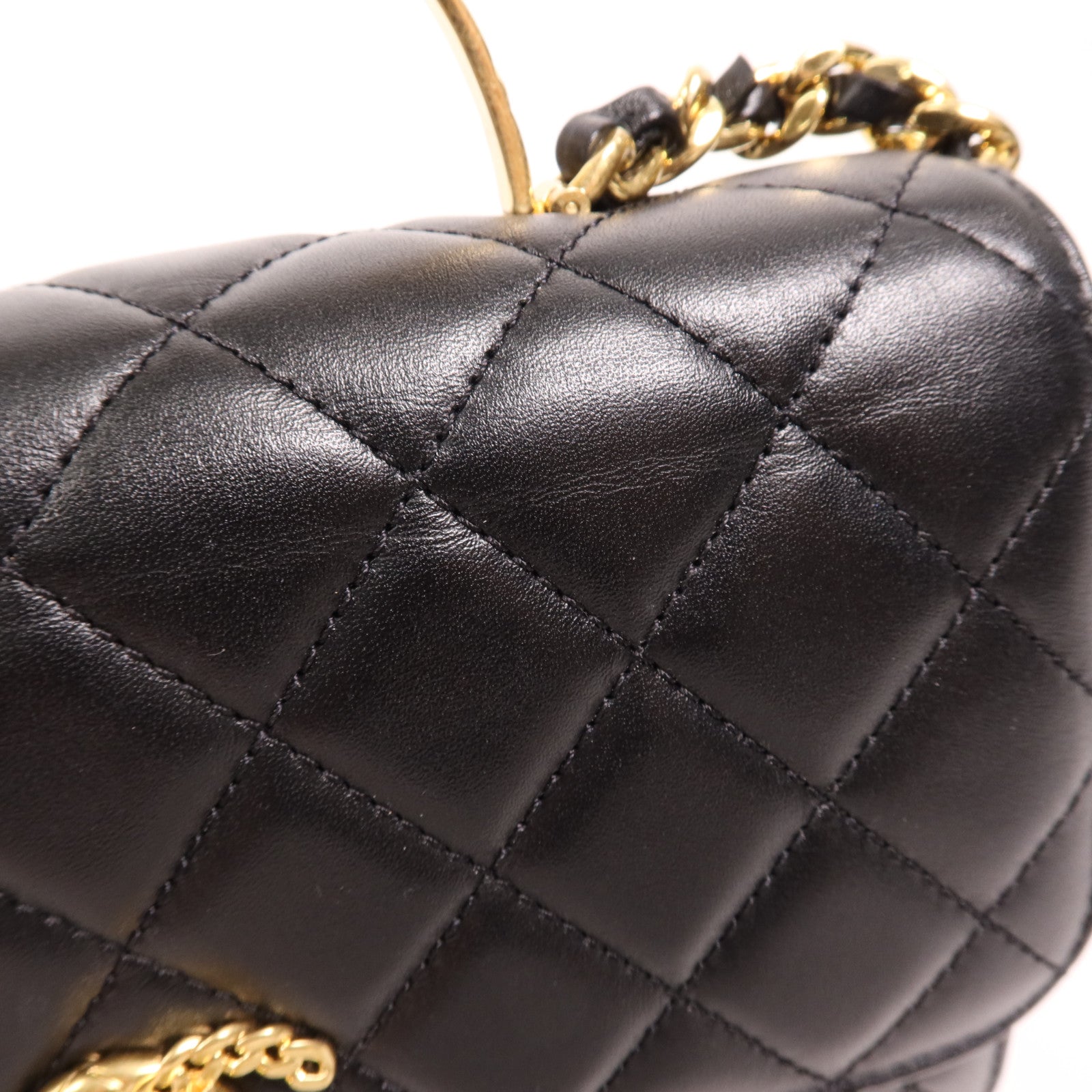 CHANEL 牛皮皮革Chain Shoulder金扣手挽肩背兩用袋