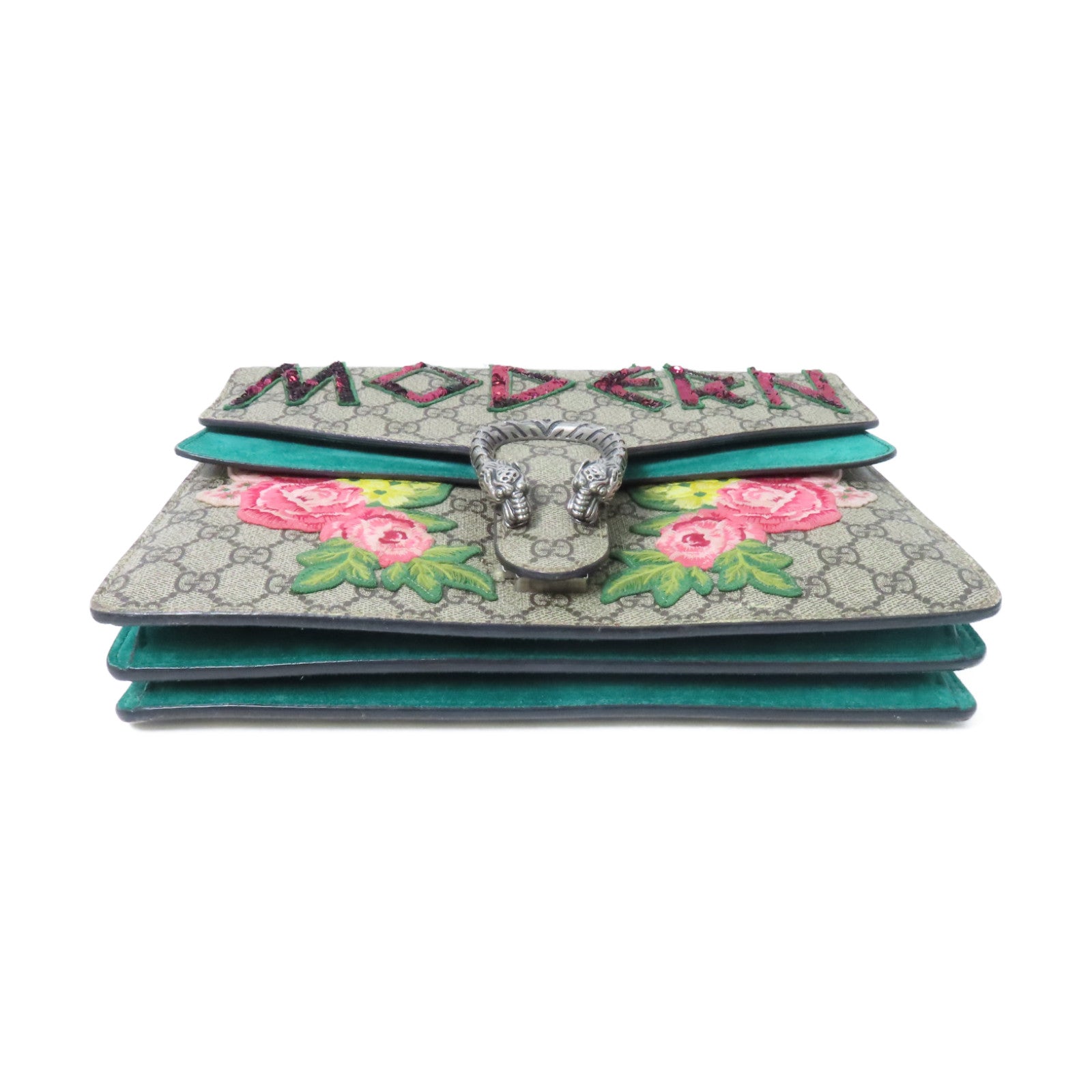 GUCCI 【激減優惠】塗層帆布Dionysus銀扣鏈帶肩背袋啡色/彩色