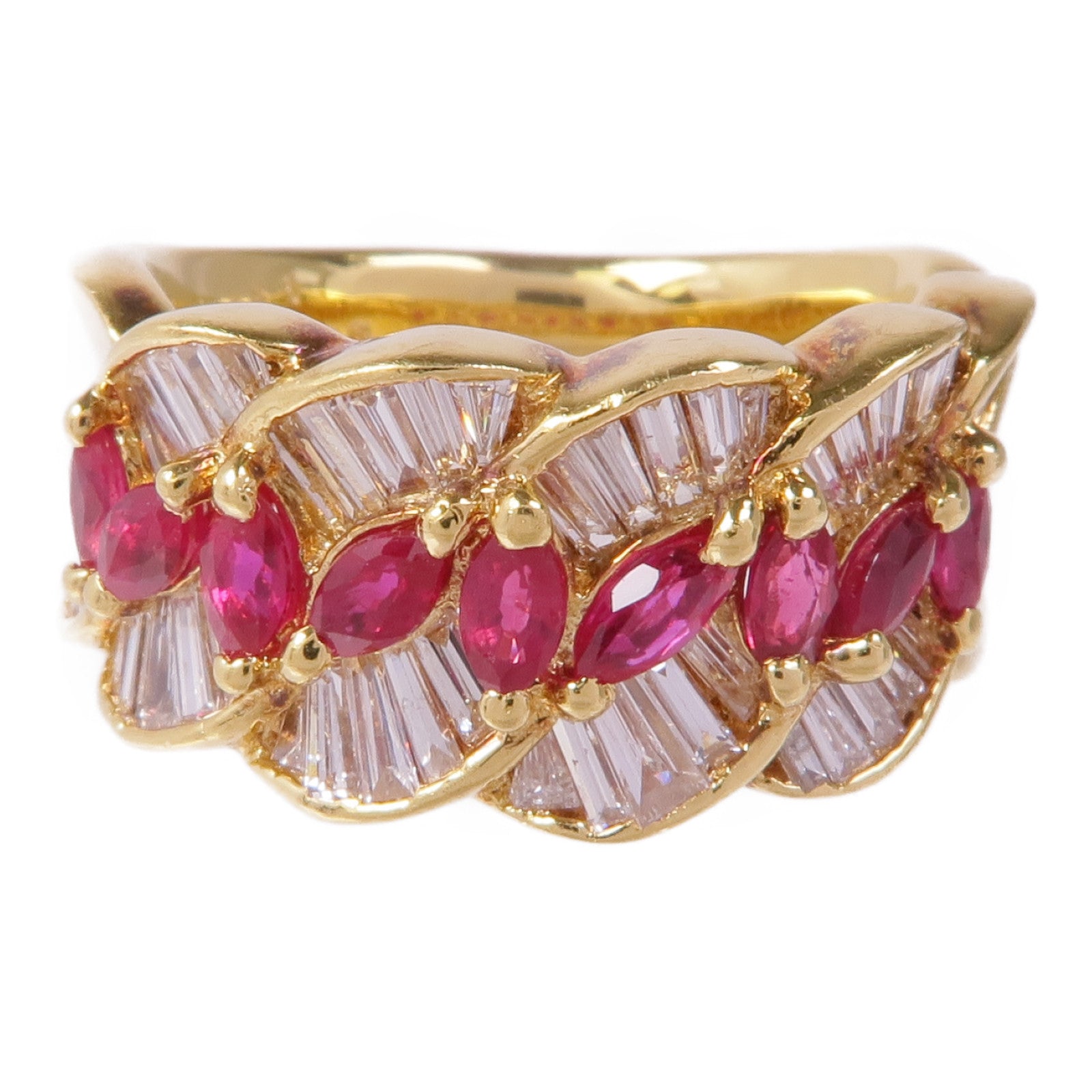 JEWELRY 【激減優惠】18K黃金Ruby Diamond Ring紅寶石/鑽石戒指US#5.5